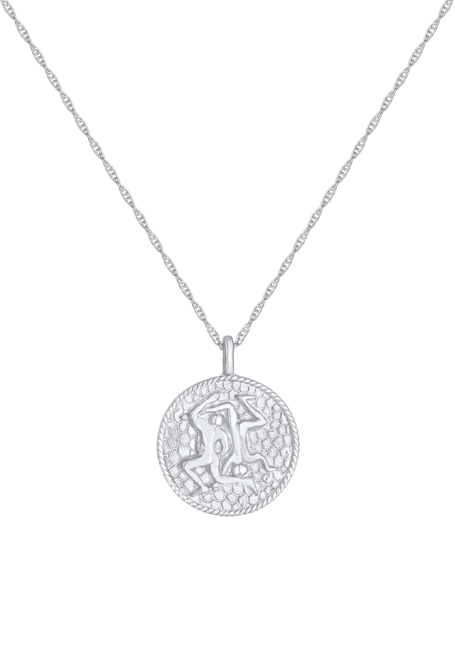 Elli Kette mit Anhänger »Halskette Sternzeichen Zwilling Astro Münze Antik 925 Silber«