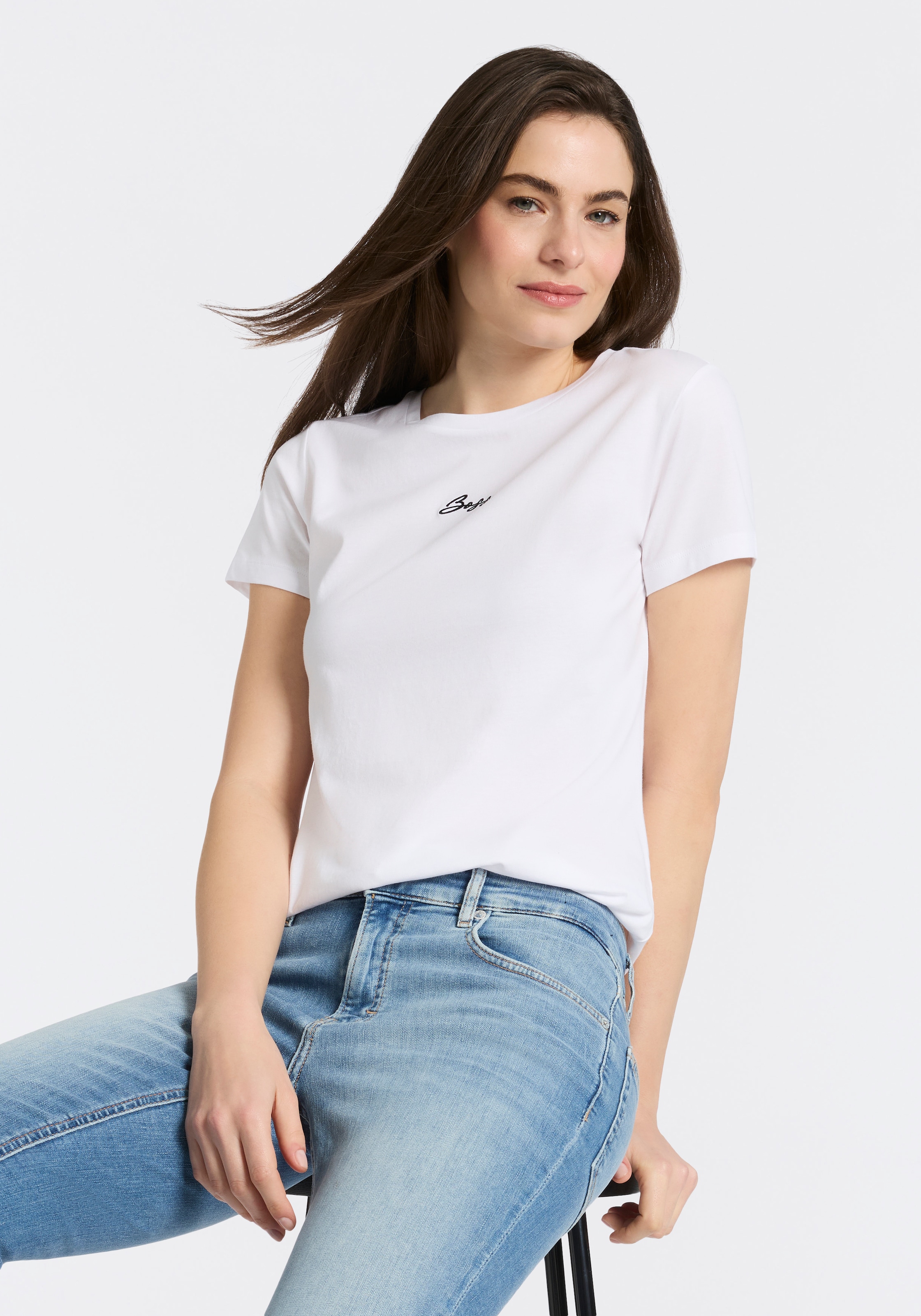 BOSS ORANGE T-Shirt »Elove Embro Premium Damenmode« mit Rundhals, Slim Fit