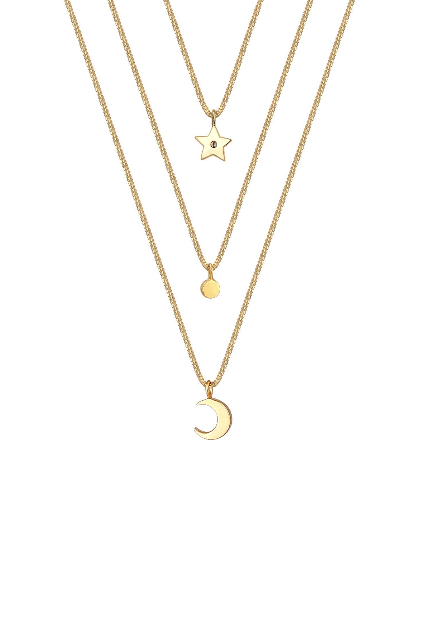 Elli Silberkette »Halskette Layer Mond Stern Kristalle 925 Silber«