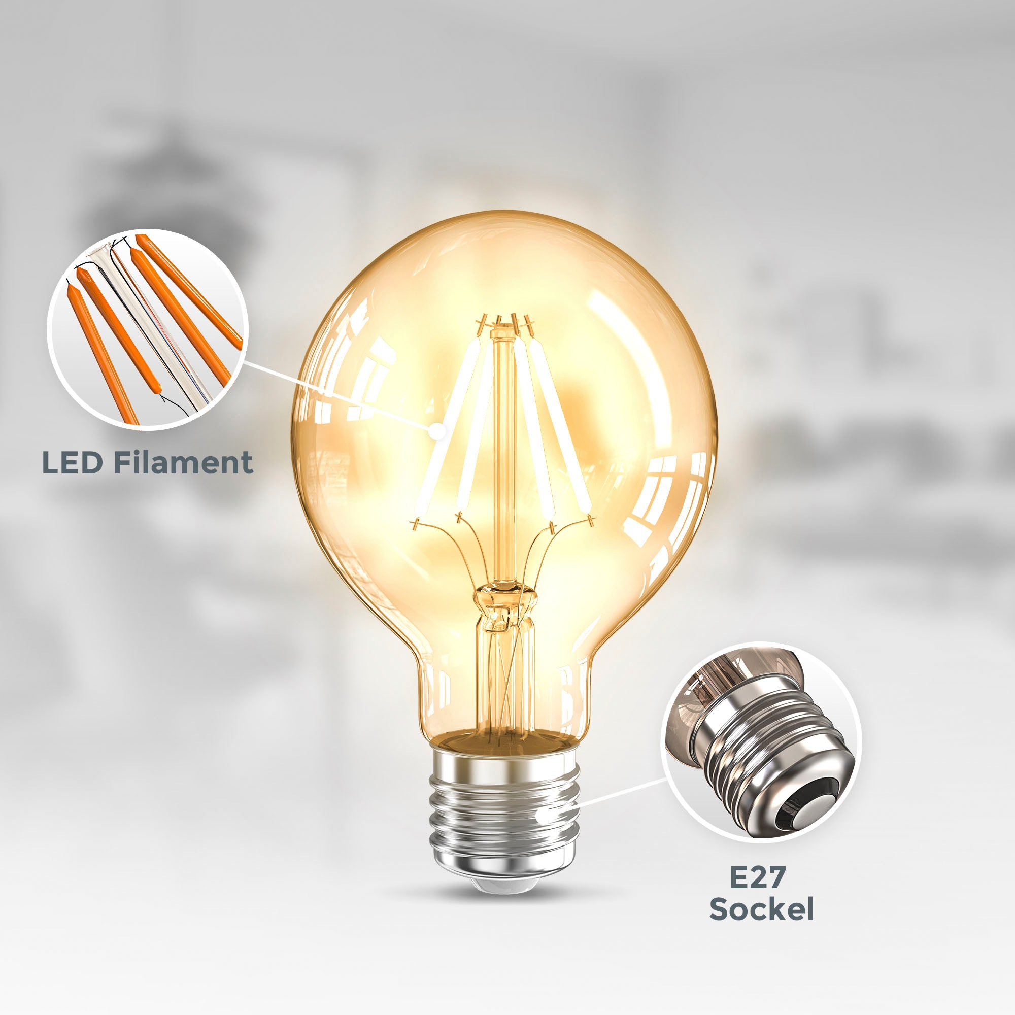 B.K.Licht LED-Leuchtmittel »BK_LM1401 LED Leuchtmittel 3er Set E27