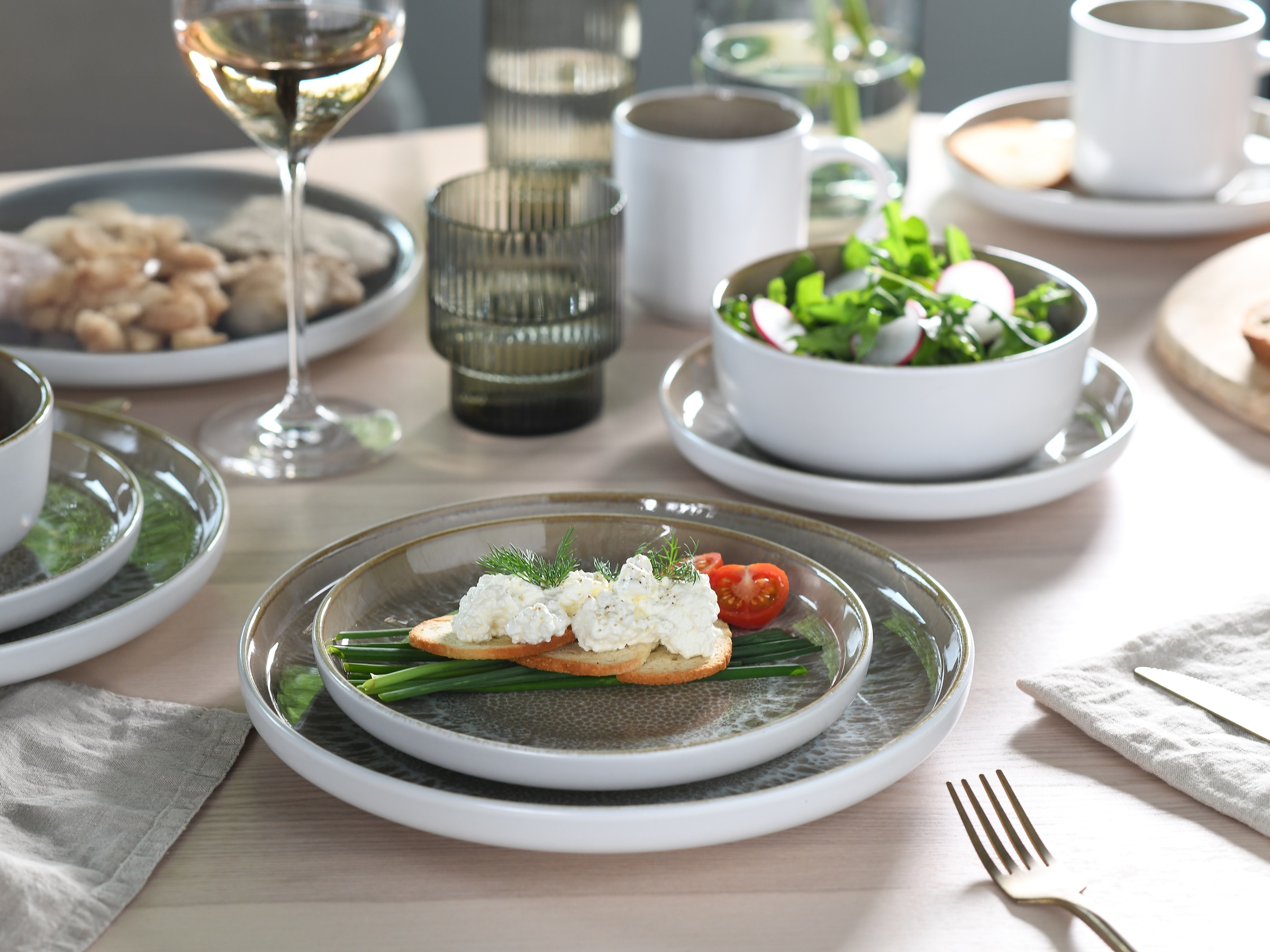 CreaTable Kombiservice »Nordic Fjord, Service 16-tlg.« Reaktive Glasur, Einzigartiger Look
