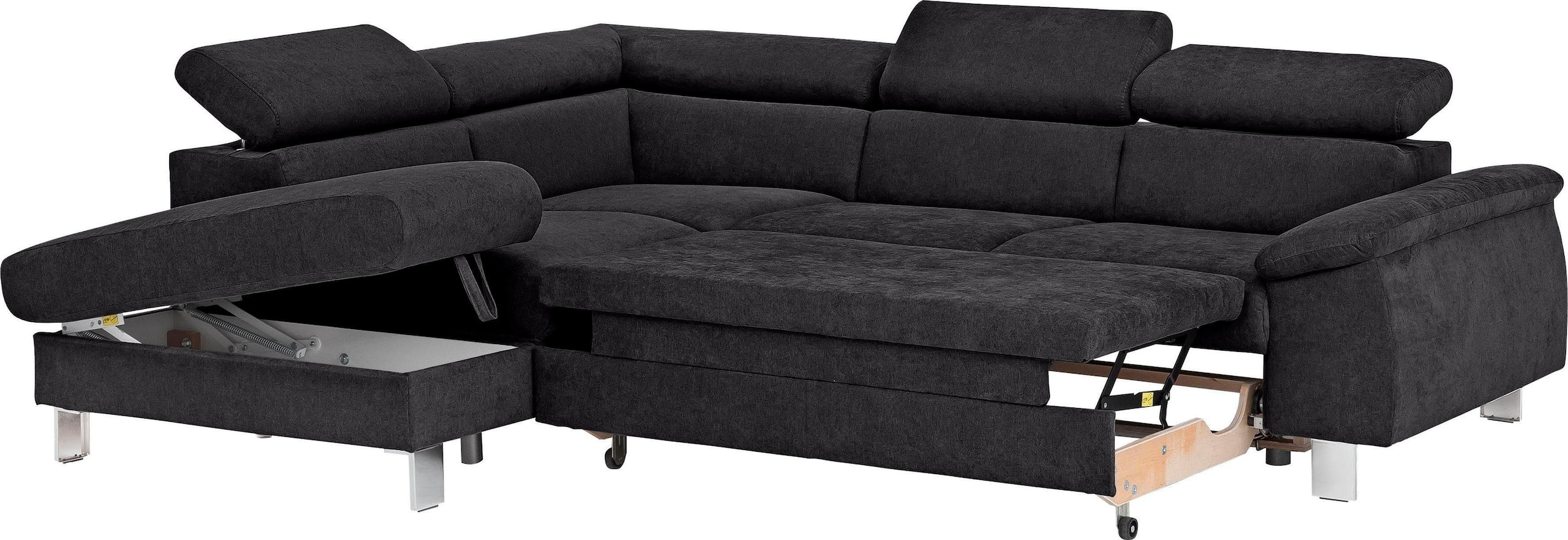 COTTA Polstergarnitur »Komaris L-Form«, (Set), Set bestehend aus: Ecksofa mit Kopfteilverstellung & Hocker