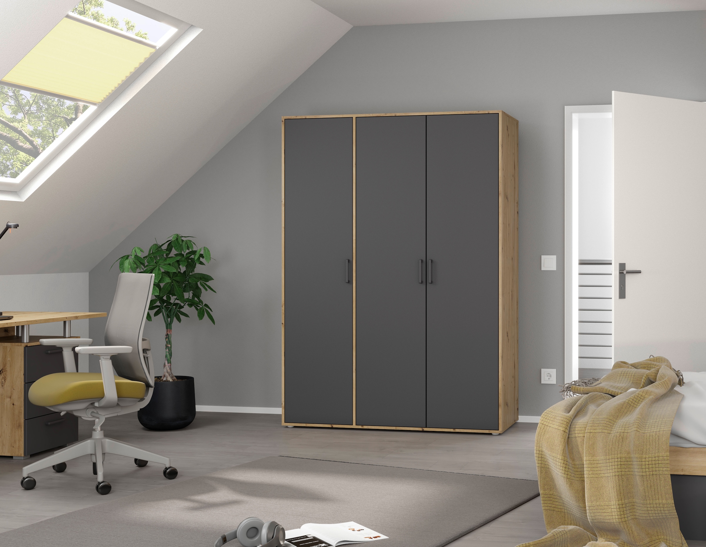 rauch Kleiderschrank »VOYAGER Garderobe Wäscheschrank TOPSELLER Schlafzimmer«, (in 3 verschiedenen Ausstattungen BASIC/CLASSIC/PREMIUM), Schrank mit modernen Griffen in viel Stauraum MADE IN GERMANY