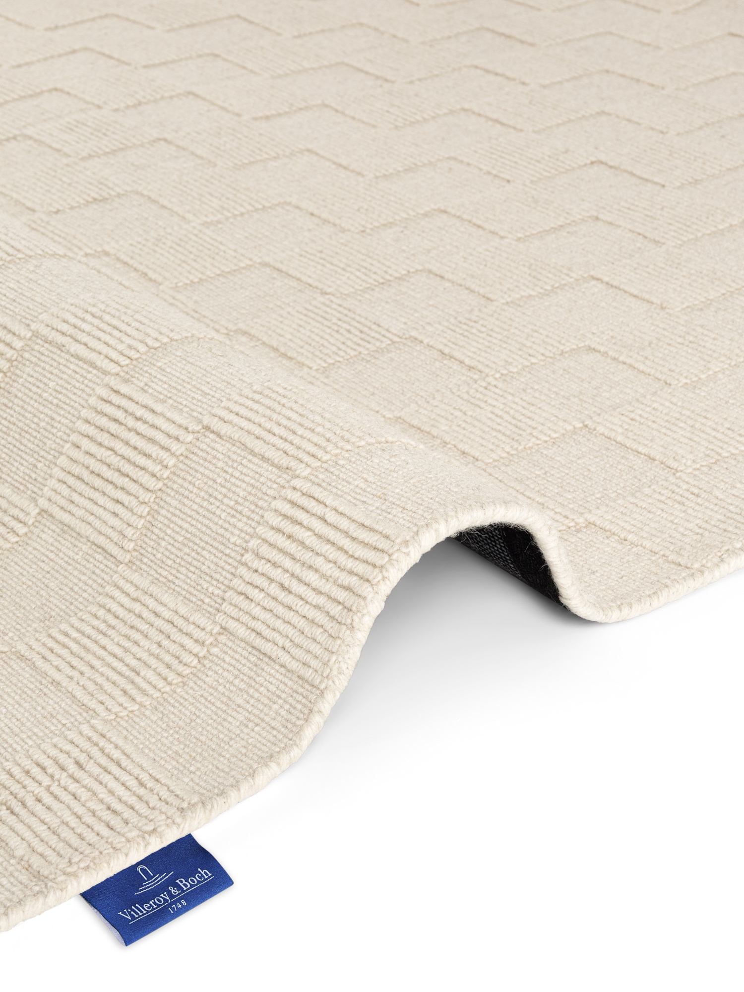 Villeroy & Boch Wollteppich »Scala« rechteckig 10 mm Höhe Handgewebt, Wolle, Kariert, Natur, 3D-Struktur, Karo, Wohnzimmer