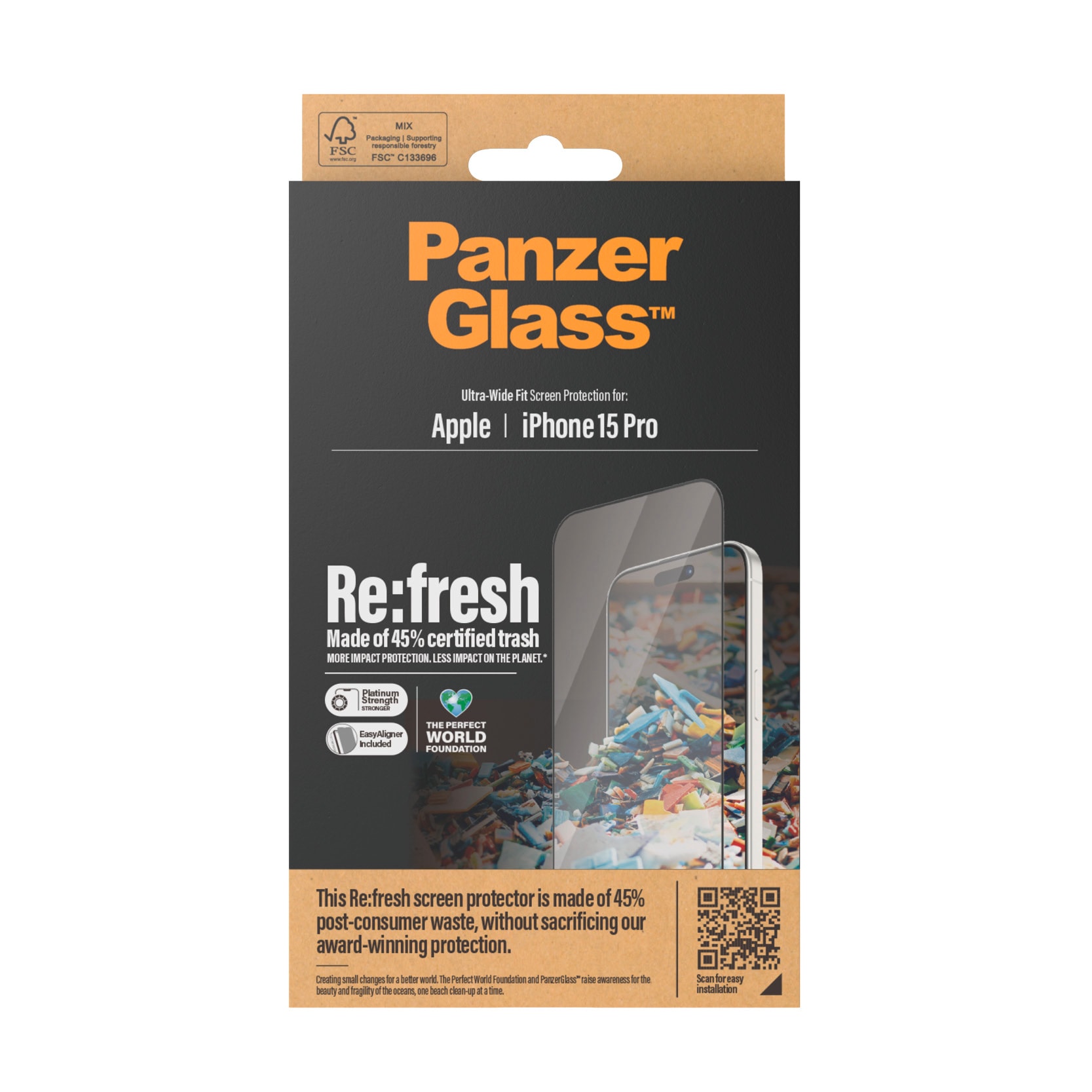 PanzerGlass Displayschutzglas »Screen Protector Glass« für iPhone 15 Pro Ultra Wide Fit