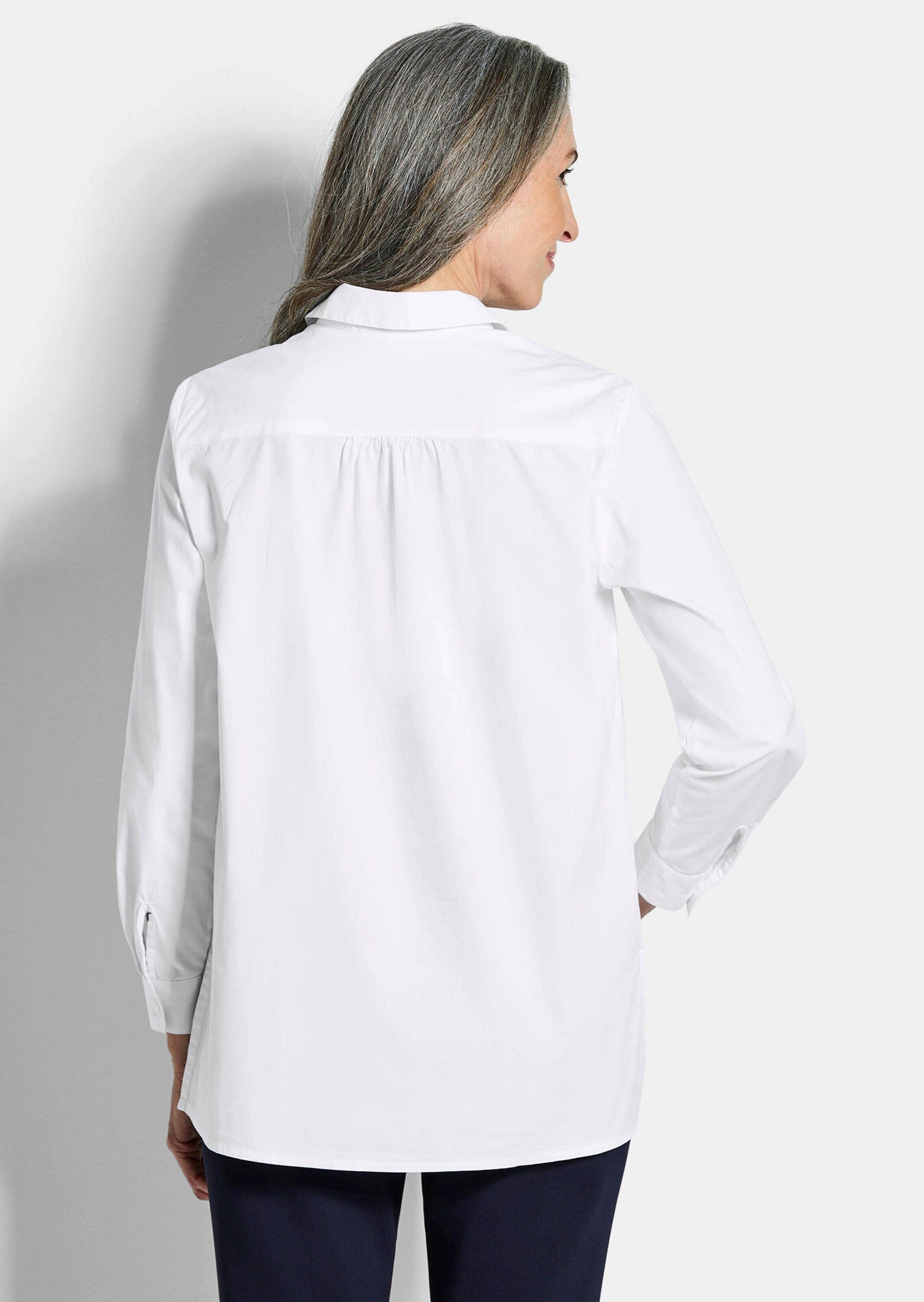 GOLDNER Hemdbluse »Kurzgröße Baumwollbluse mit Hemdkragen« Mit Seitenschlitzen