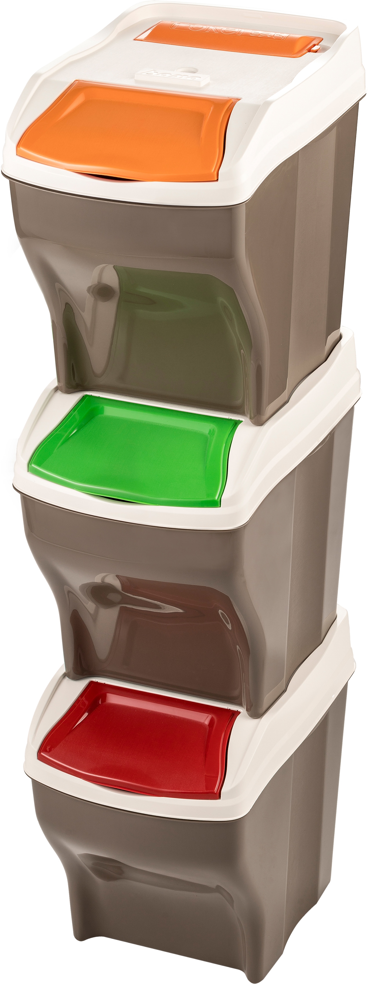 Bischof Bama Mülltrennsystem »POKER 3 PLUS« 3 Behälter Fassungsvermögen je 27 Liter in grau, Größe B/H/T: 30 cm x 37,5 cm x 40 cm