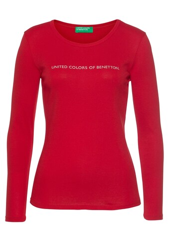United Colors of Benetton Langarmshirt, mit Glitzer-Print vorn kaufen