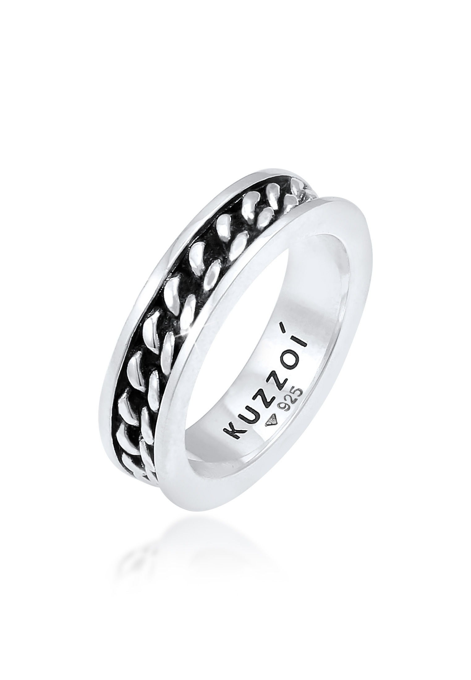 Kuzzoi Fingerring »Ring Herren Bandring Panzer Design Trend 925 Silber«