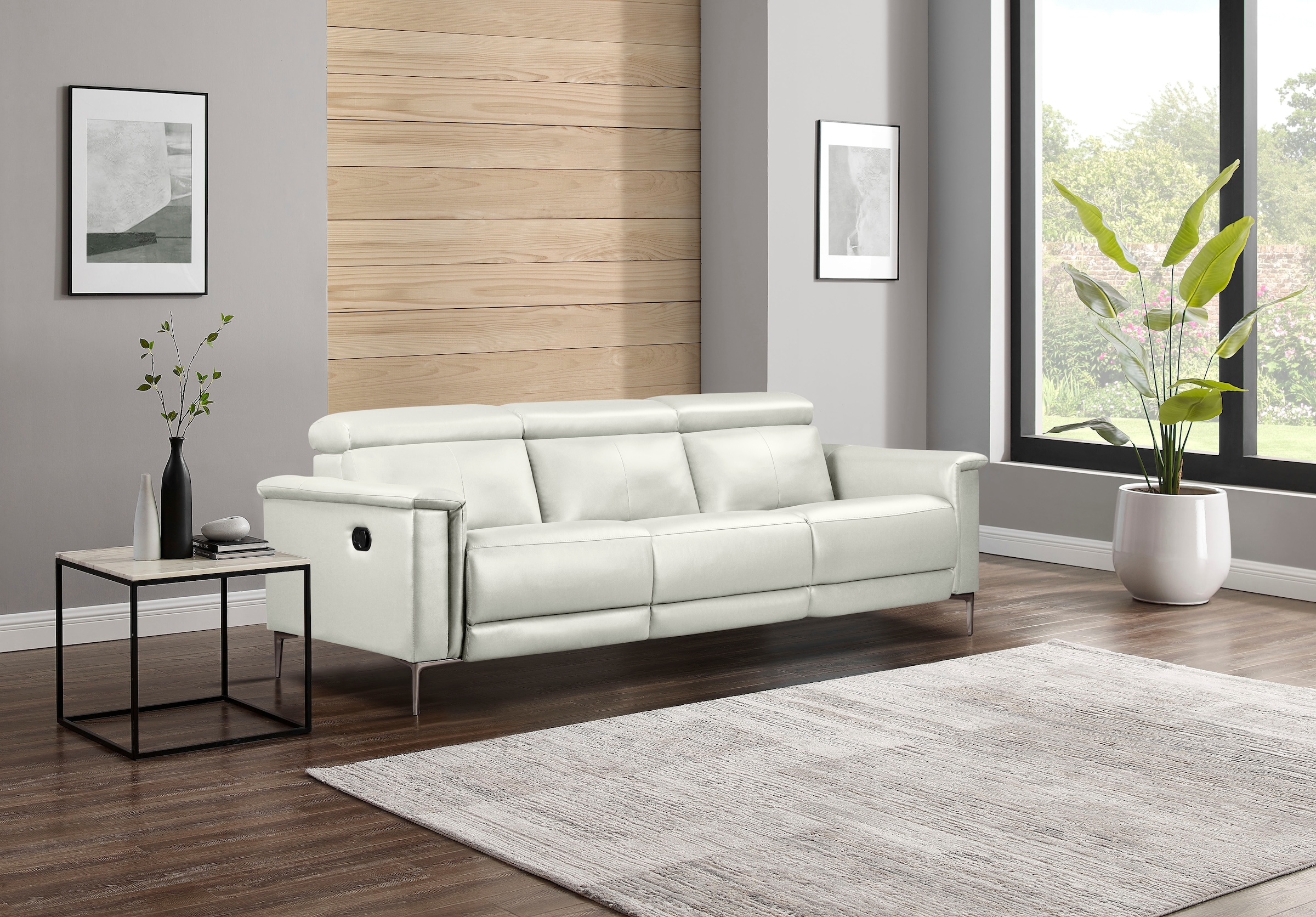 Places of Style 3-Sitzer Lund, in  Leder und Webstoff lieferbar