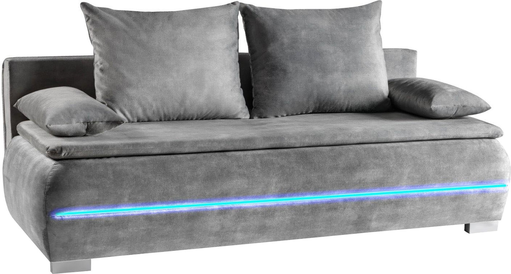 WERK2 Schlafsofa »Tekla LED, Bettcouch Breite 206cm, Liegefläche 200/140cm,«, 2-Sitzer Schlafcouch mit Bettkasten & stylischer RGB-LED-Beleuchtung