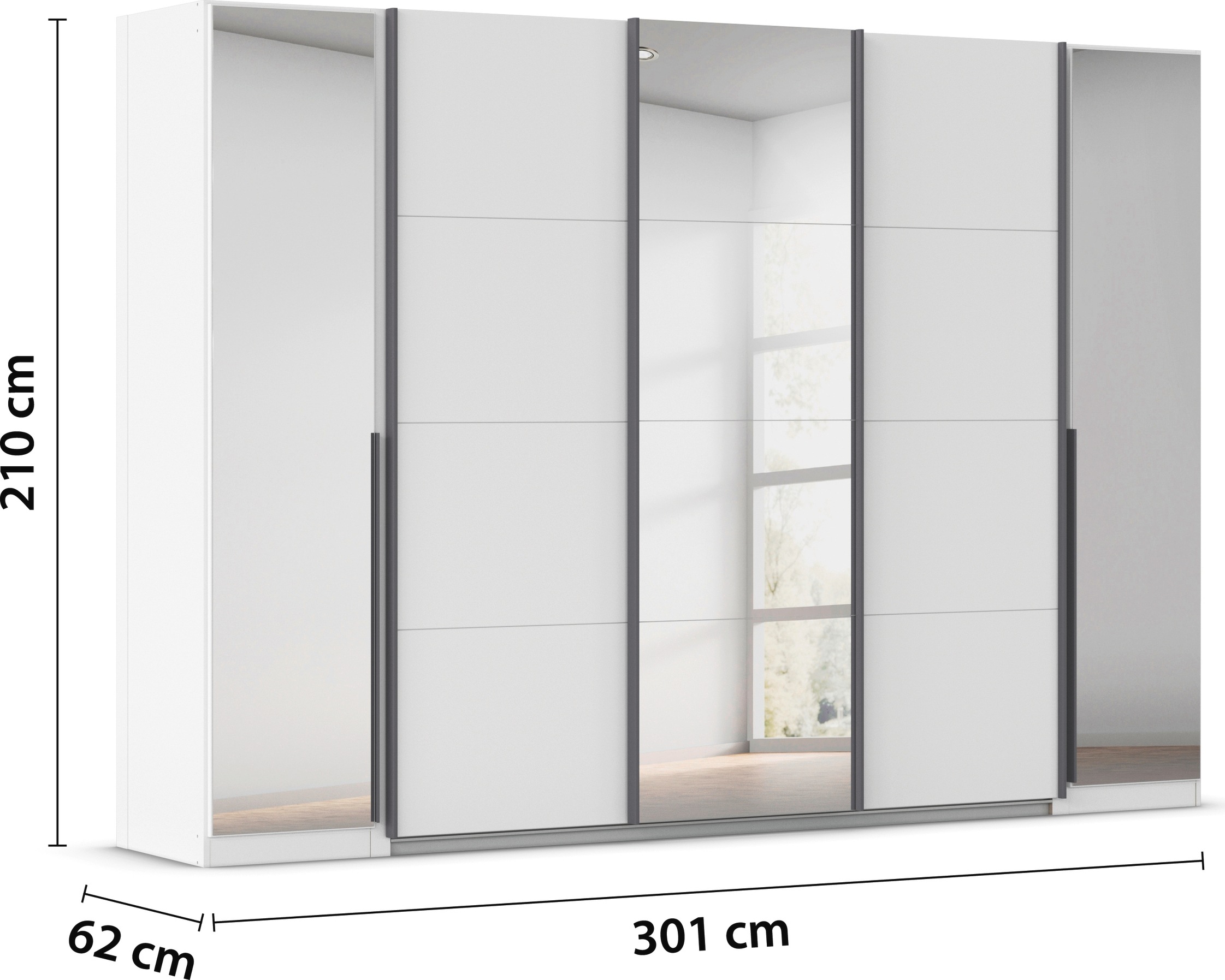 rauch Schwebetürenschrank »Agordo«, (im angesagten Mix aus Dreh- und Schwebetüren), durchdachte Innenausstattung, in zwei Griff-Farben MADE IN GERMANY