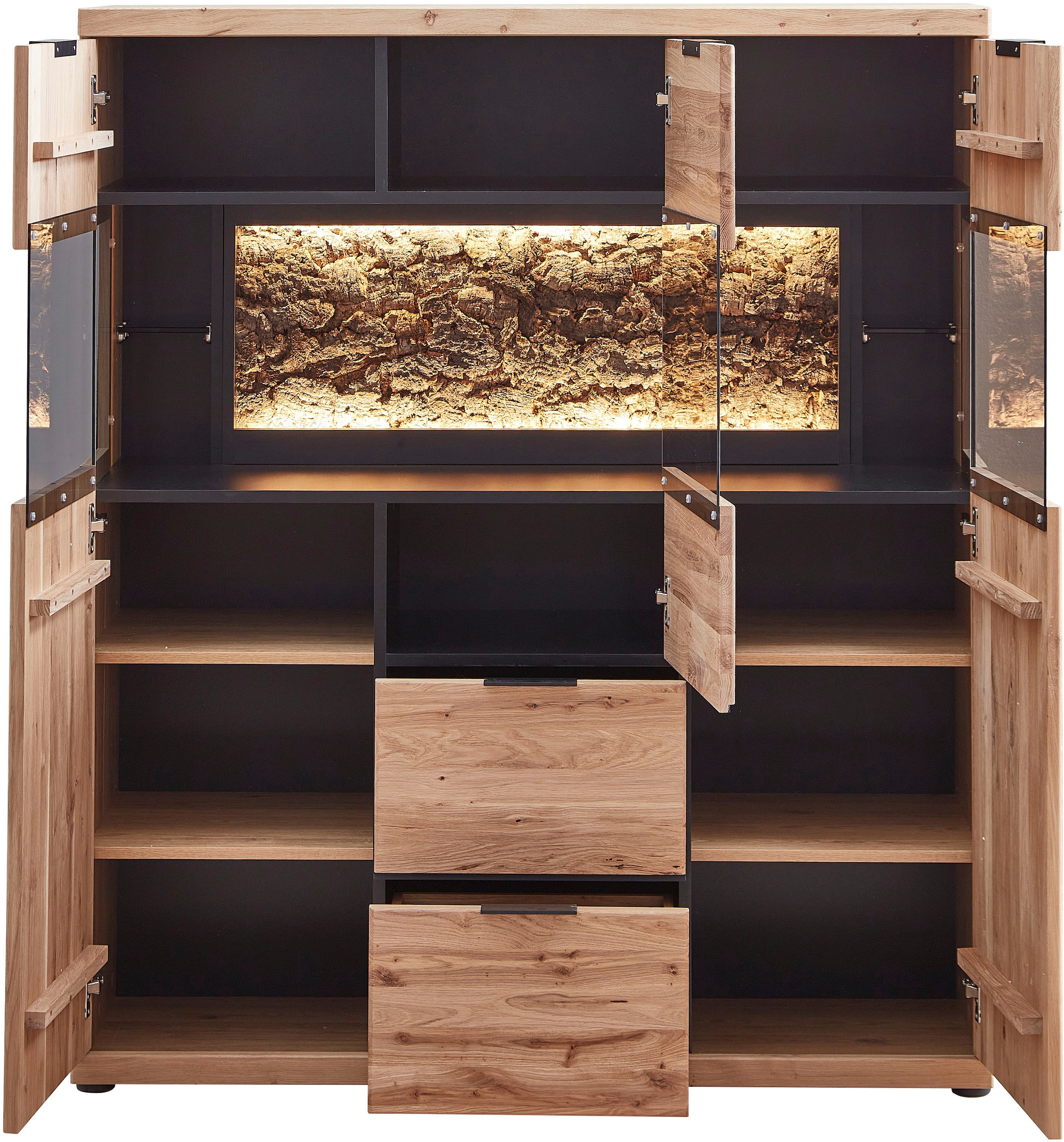 Innostyle Highboard »Donna Highboard, 122x144x42 (BxHxT)« 1 Stk. tlg. Beleuchtung optional bestellbar, 3 türig, 2 Schubkasten, Softclose