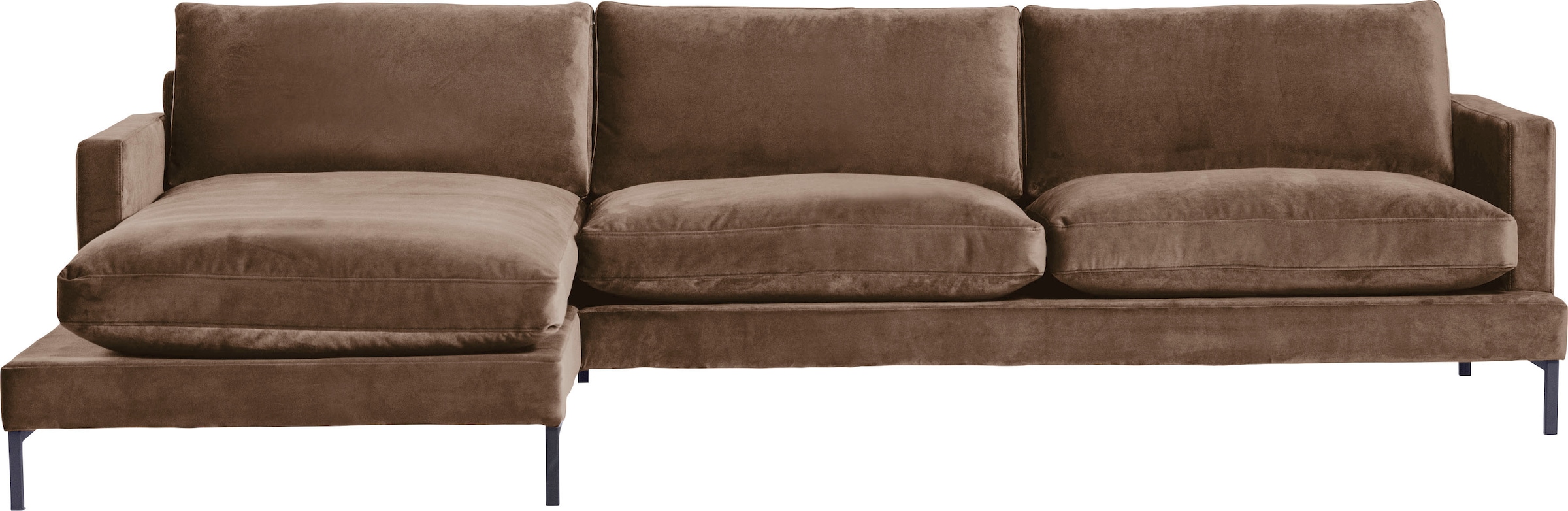 andas Ecksofa »Welland, L-Form,« mit schwarzen Metallfüßen, mit Federfüllung im Sitz- und Rückenkissen