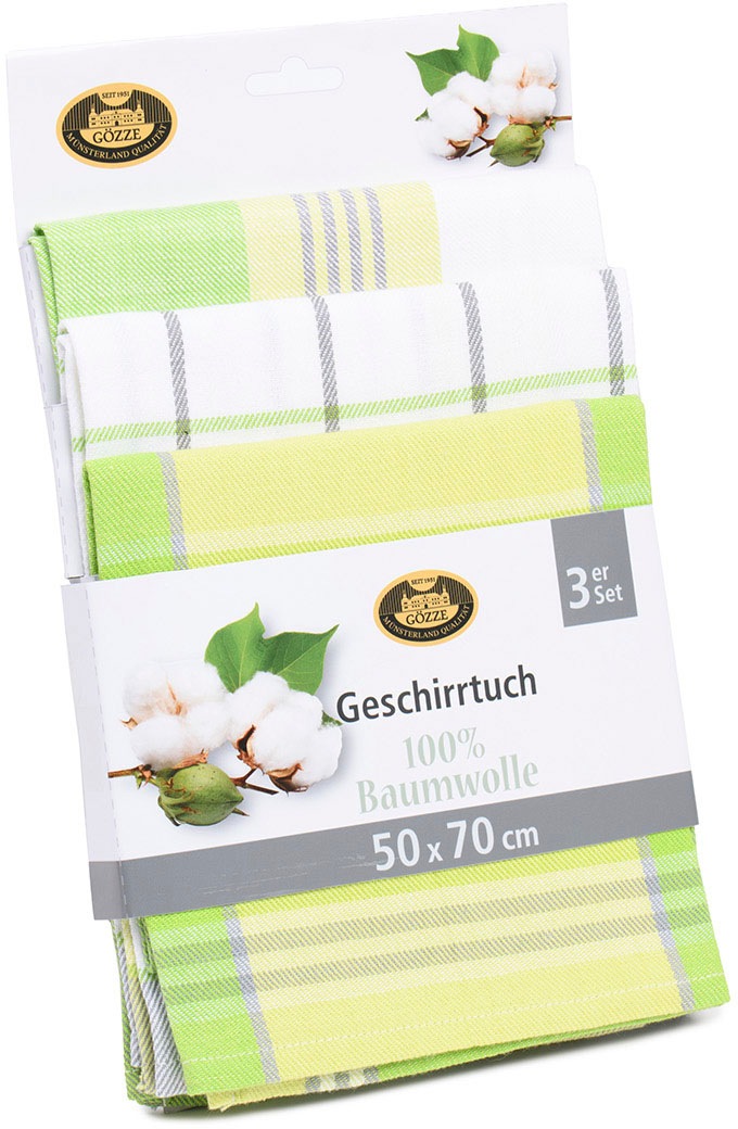 Gözze Geschirrtuch »Geschirrtücher, Des. 60058«, (Set, 3 tlg.), Maß: 50 x 70 cm, Set: 2x kariert und 1x gestreift