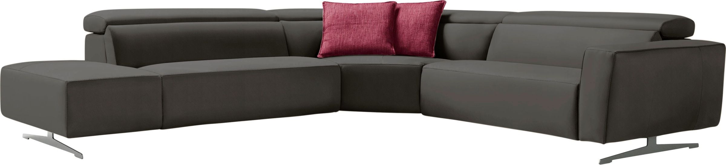 Egoitaliano Ecksofa »Stefanie-e, Designsofa der Extraklasse, bequem mit hohem Sitzkomfort«, mit Relaxfunktion und verstellbaren Kopfteilelementen