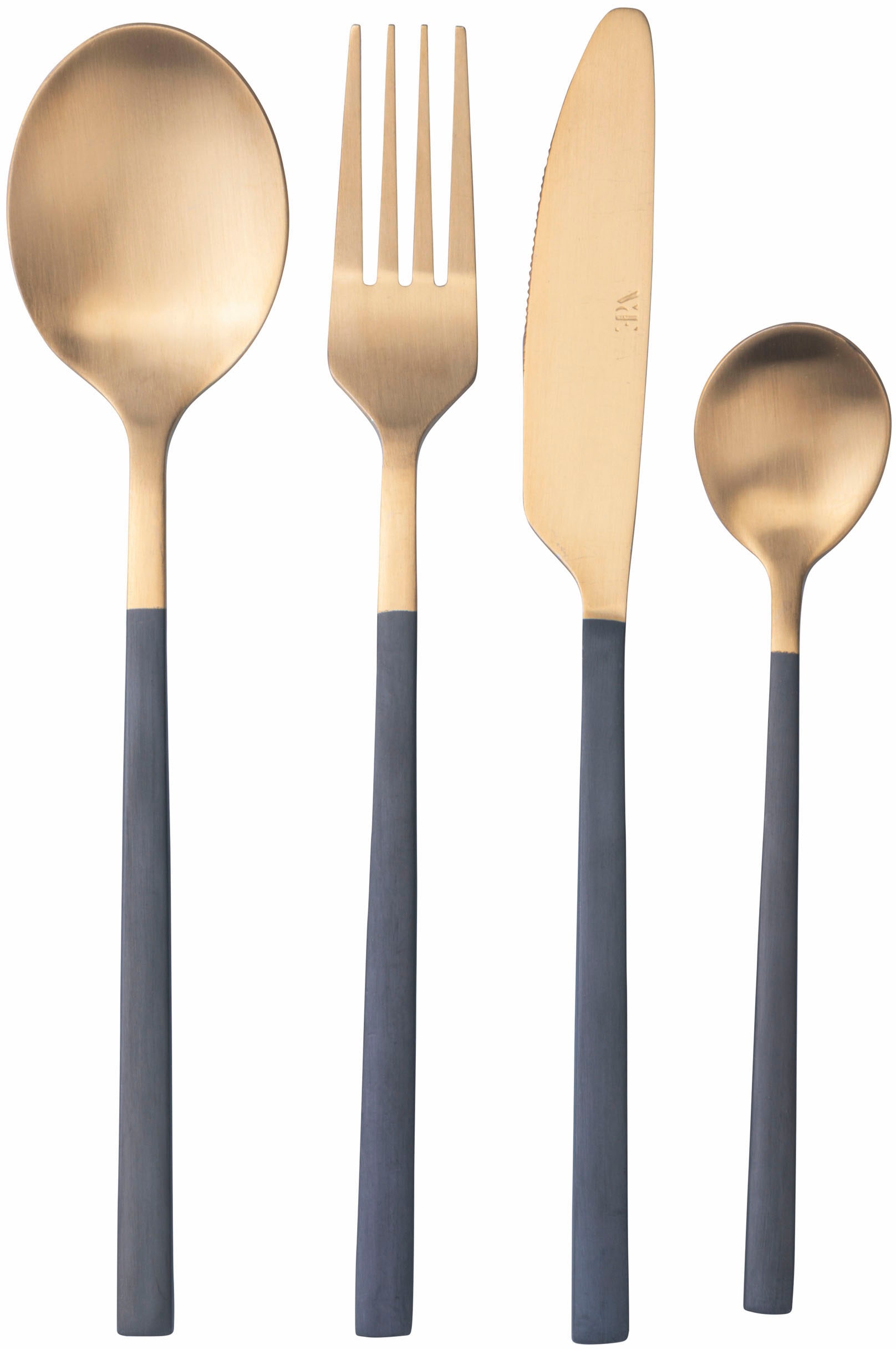 Villa d'Este Besteck-Set »Stylo Duo satiniert«, (Set, 24 tlg.), Essbesteck-Set, satiniert
