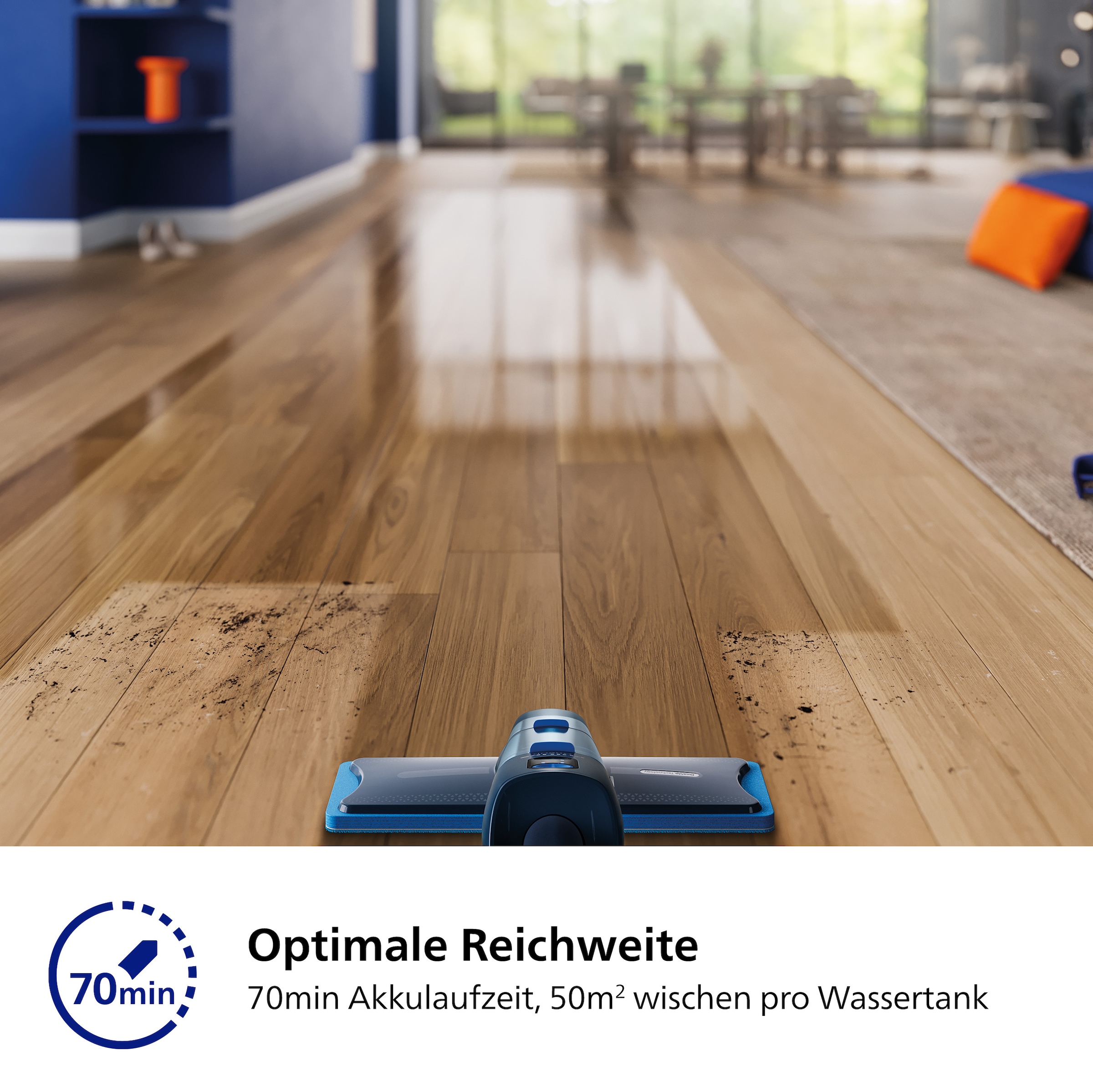 Philips Akku-Wischmopp »OneUp elektrischer Wischer 5000 Series XV5113/01, 70 min Akku-Laufzeit«, 125m² Reichweite, integrierte separate Wassertanks, nur 1,9kg