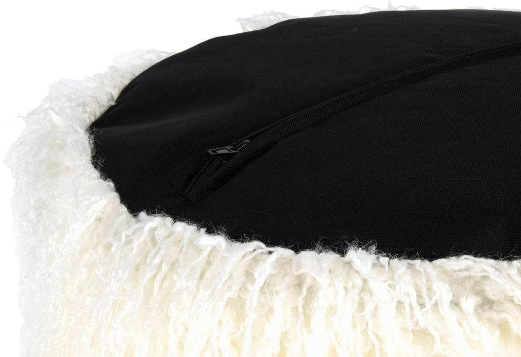 Kayoom Pouf »Fellpouf Bobtail 125, Fellhocker in zweifarbigem Design«, (1 St.), modern, dekorativ, kindersicherer Reißverschluss an der Unterseite