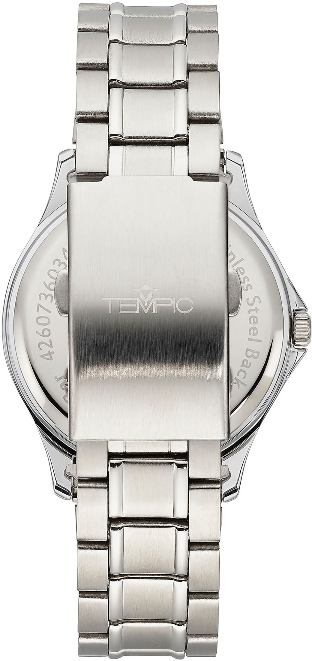 Tempic Quarzuhr, Armbanduhr, Herrenuhr, analog, Edelstahlarmband