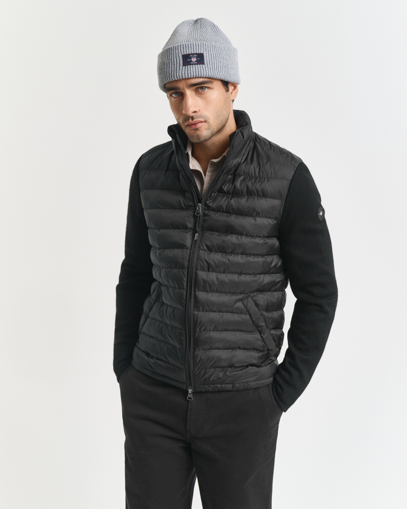 Gant Steppjacke »MIXED MEDIA« Ärmel aus Strick, regular fit, Stehkragen