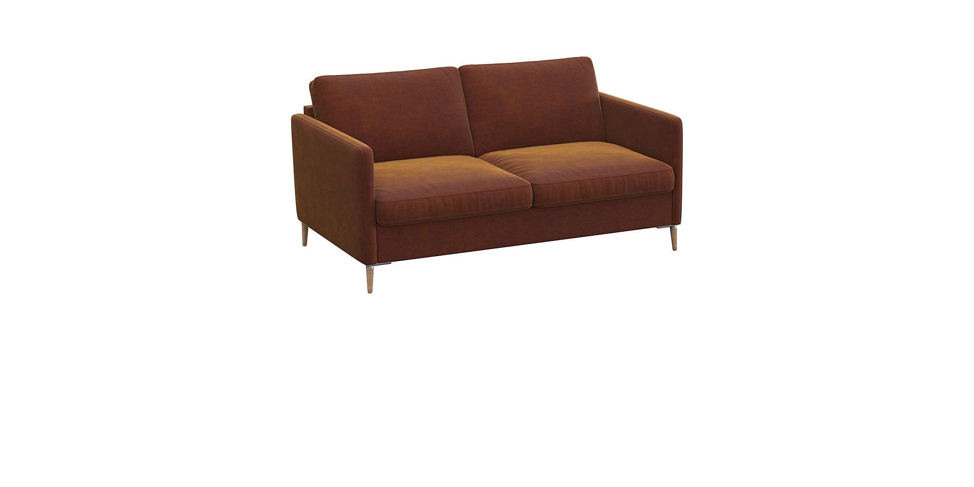 FLEXLUX 2-Sitzer »Fiore« schmale Armlehnen, Kaltschaum, Füße Alu+ Eiche