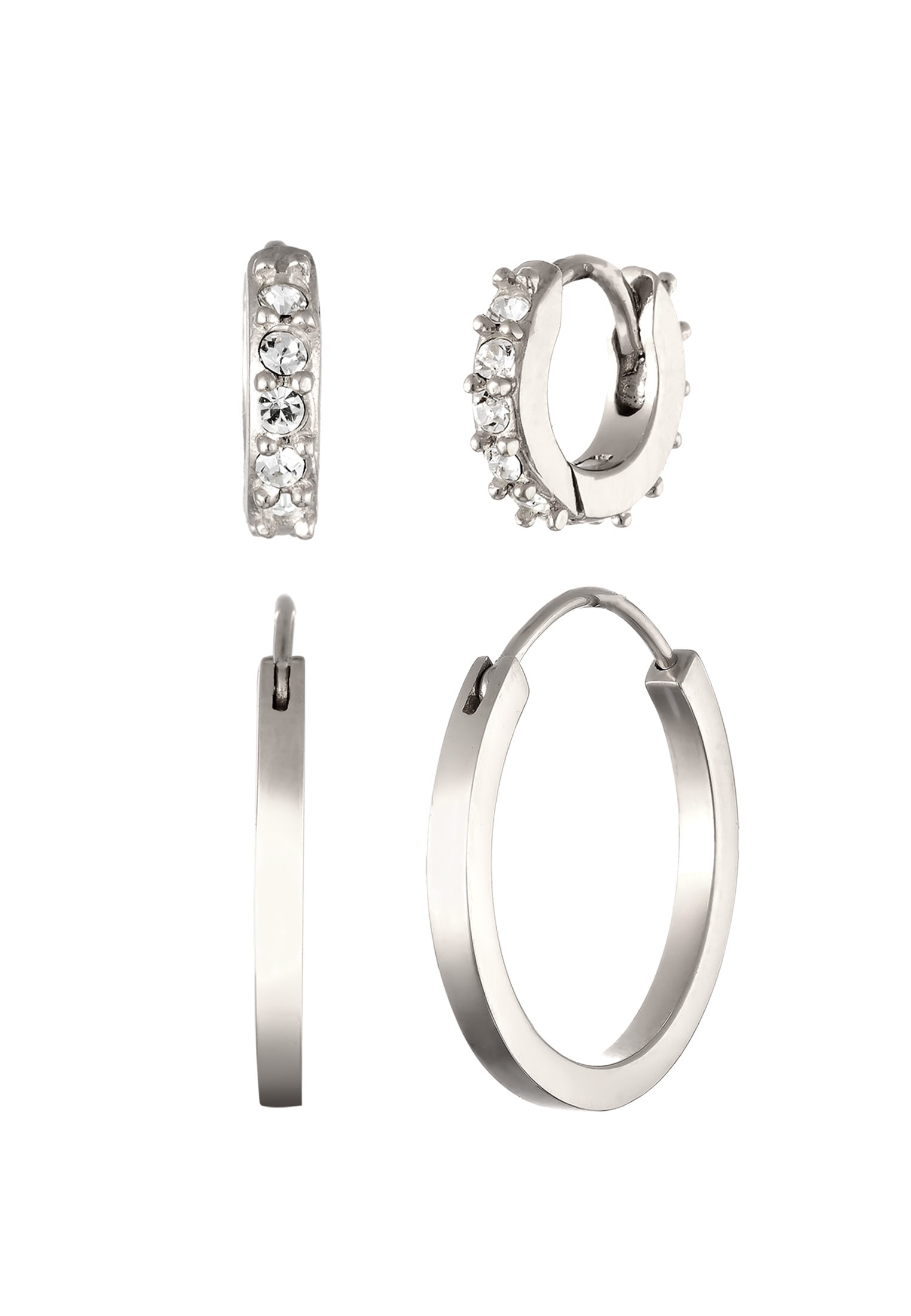 Elli Ohrstecker-Set »Ohrringe Creolen Set Glas Kristalle Weiß 925 Sterling Silber«