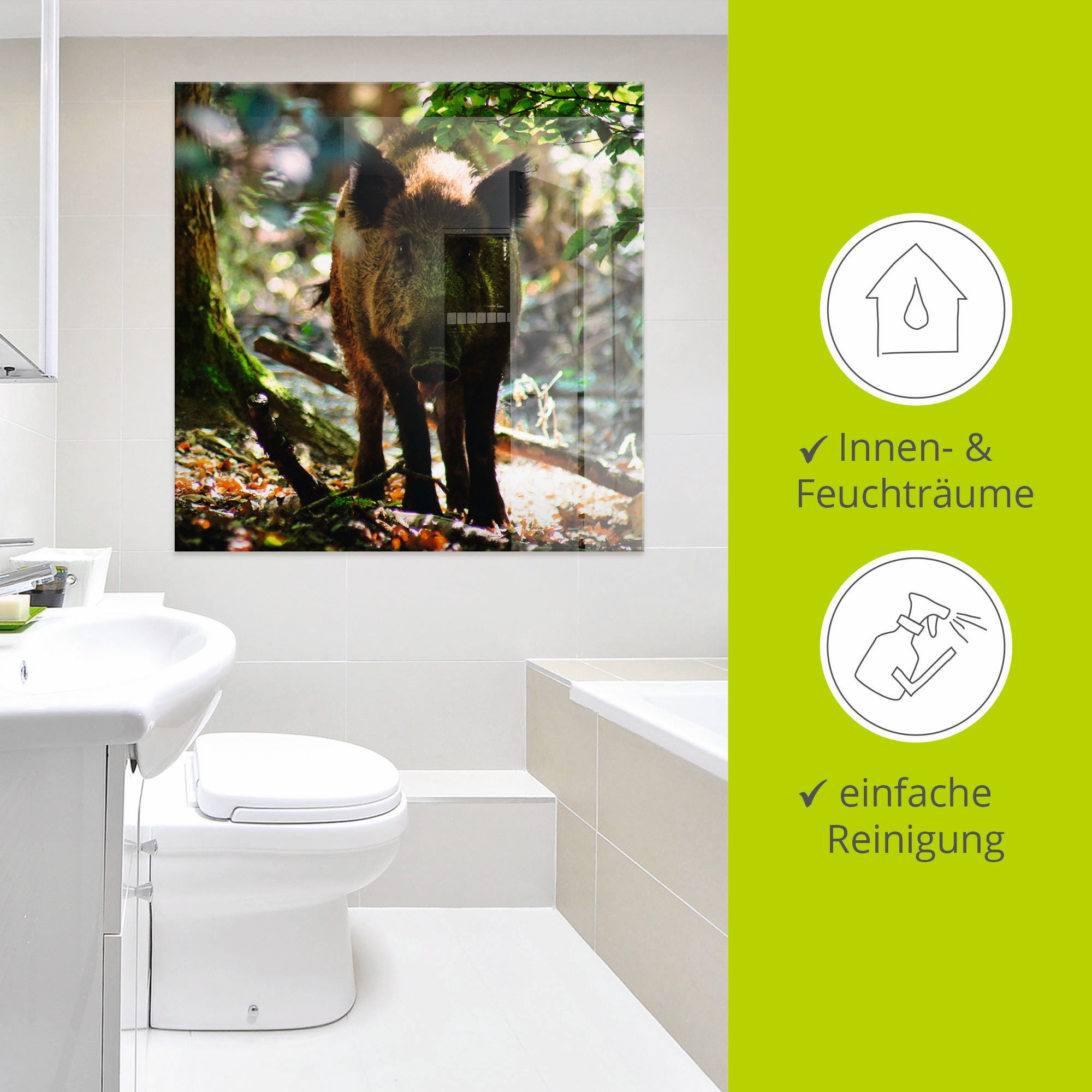 Artland Glasbild »Wildschwein«, Wildtiere, (1 St.), in verschiedenen Größen