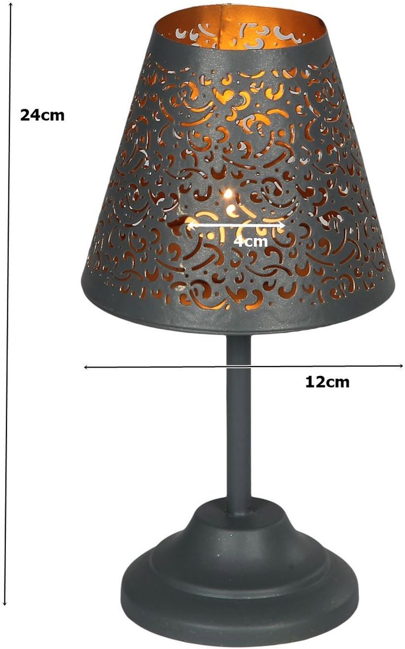Ambiente Haus Teelichthalter »Teeliicht-Lampe in Grau - (H) 24 cm«
