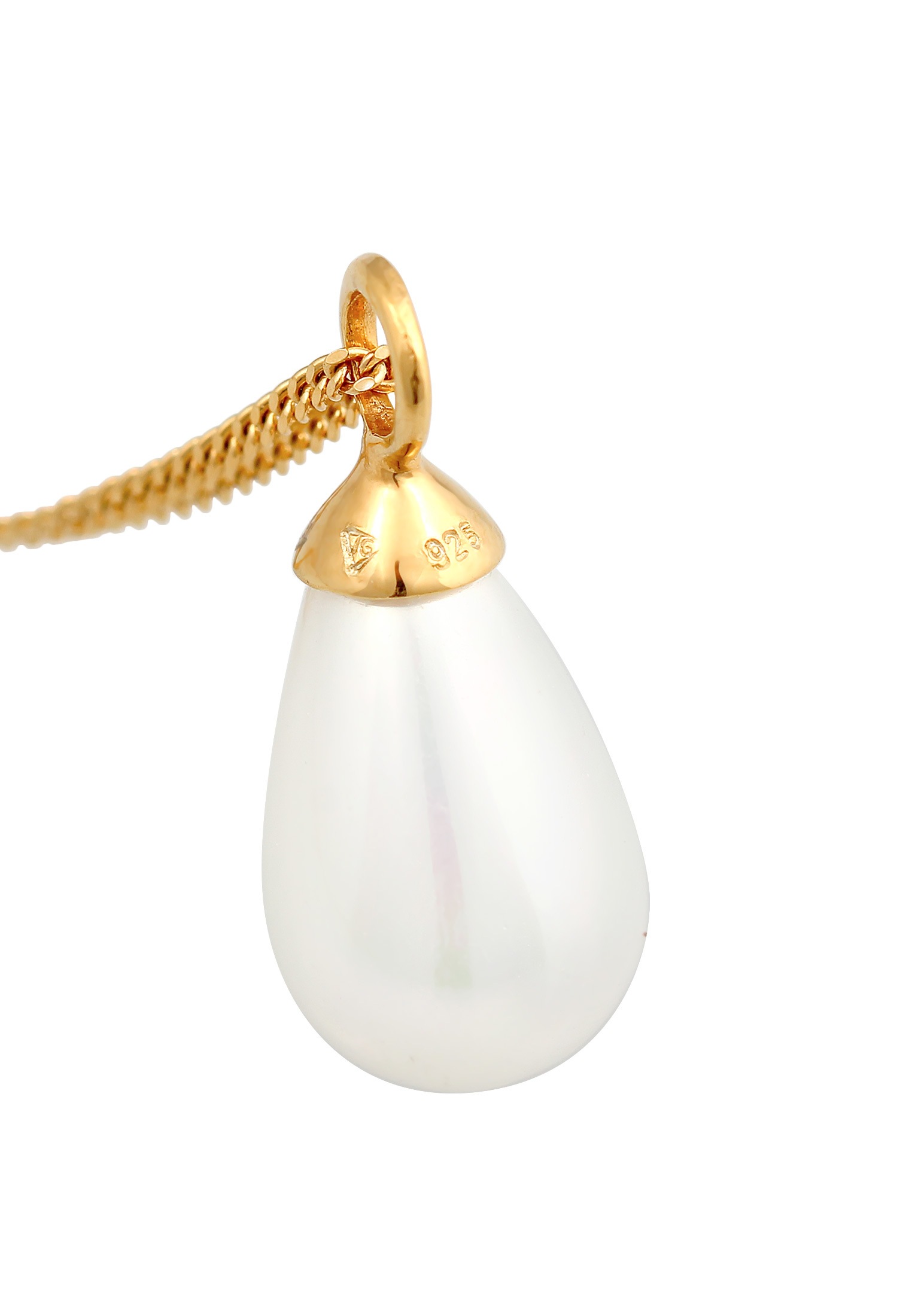 Nenalina Lange Kette »Halskette Anhänger Muschelkernperle Tropfen 925 Silber«