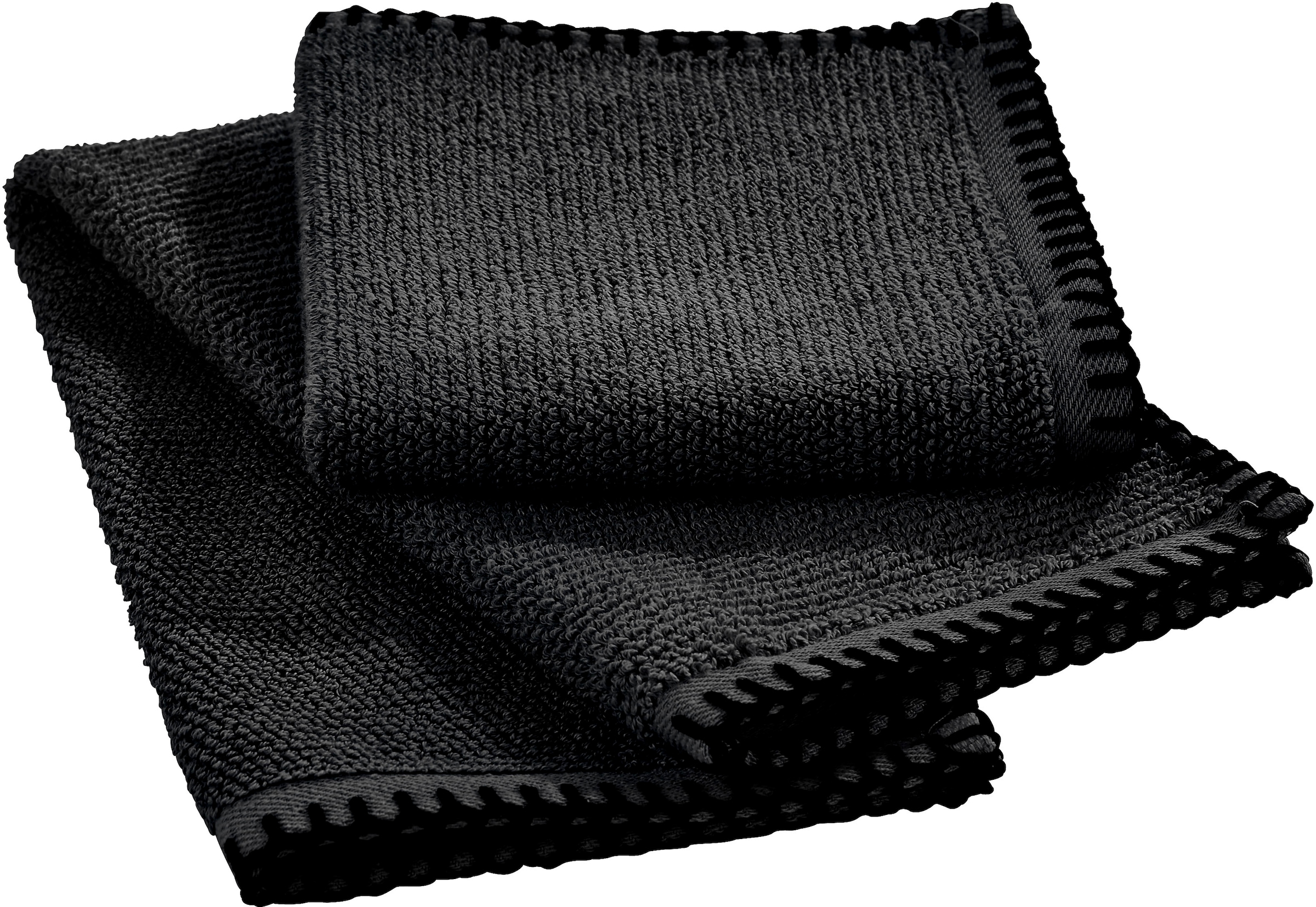 done.® Handtuch Set in hochwertigem OTTO schwarz aus bei mit Zwirnfrottier, »Deluxe Ziernaht 4 Zwirnfrottee, tlg., Set, kaufen Prime«