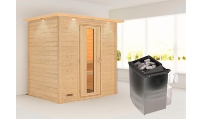 Sauna »"Sonja" mit Energiespartür und Kranz Ofen 9 kW integr. Strg«