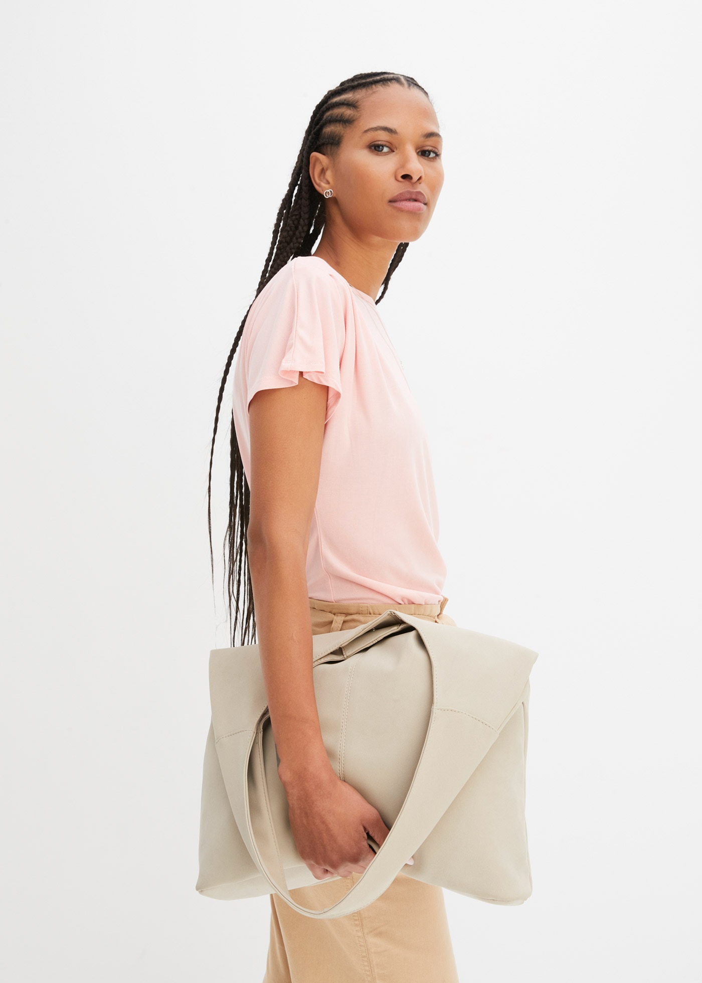 bonprix T-Shirt Oversize-Passform, Kurzarm, mit Raffung an der Schulter