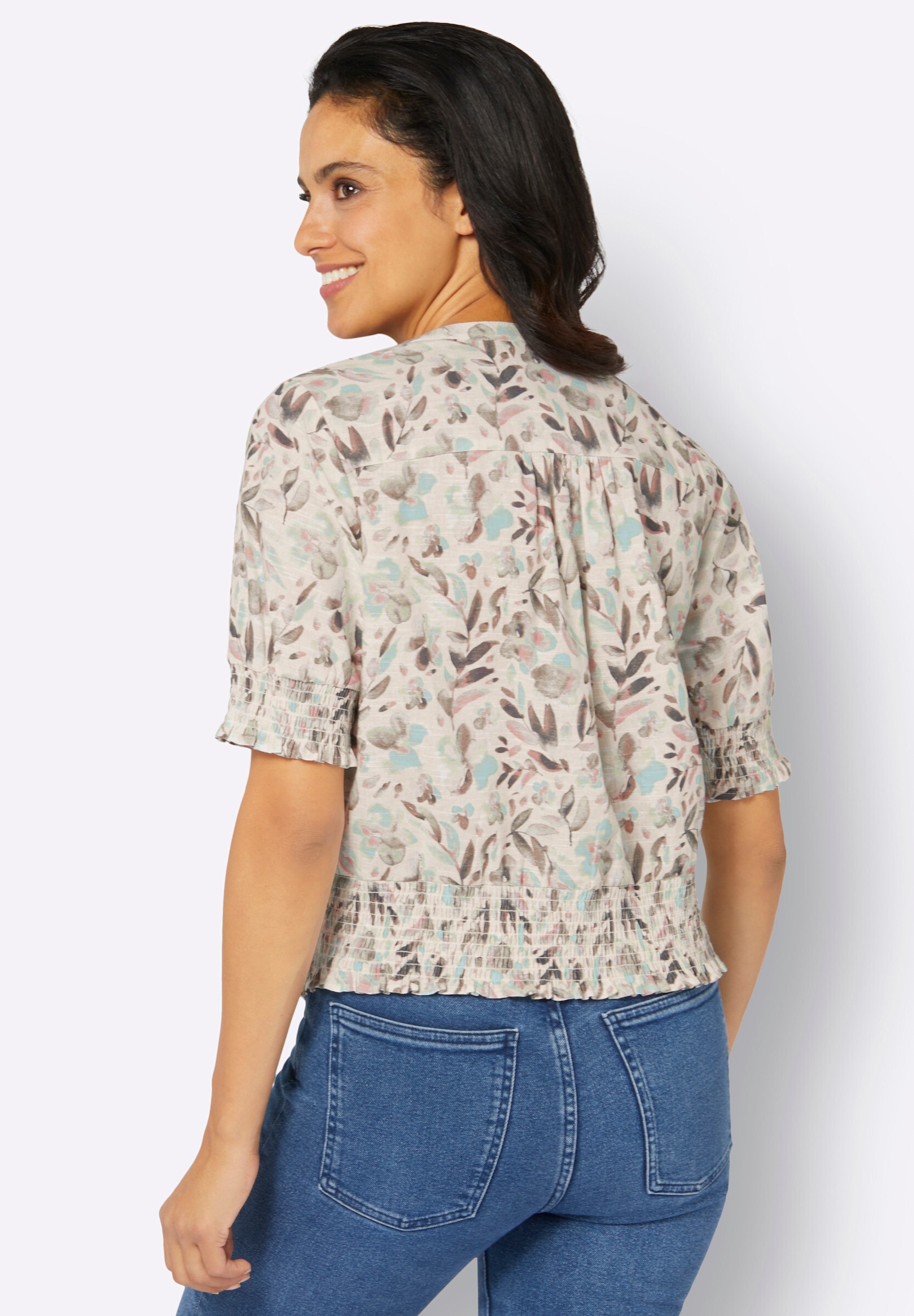 Witt Rüschenbluse »Druckbluse Druckbluse in Leinen-Optik«