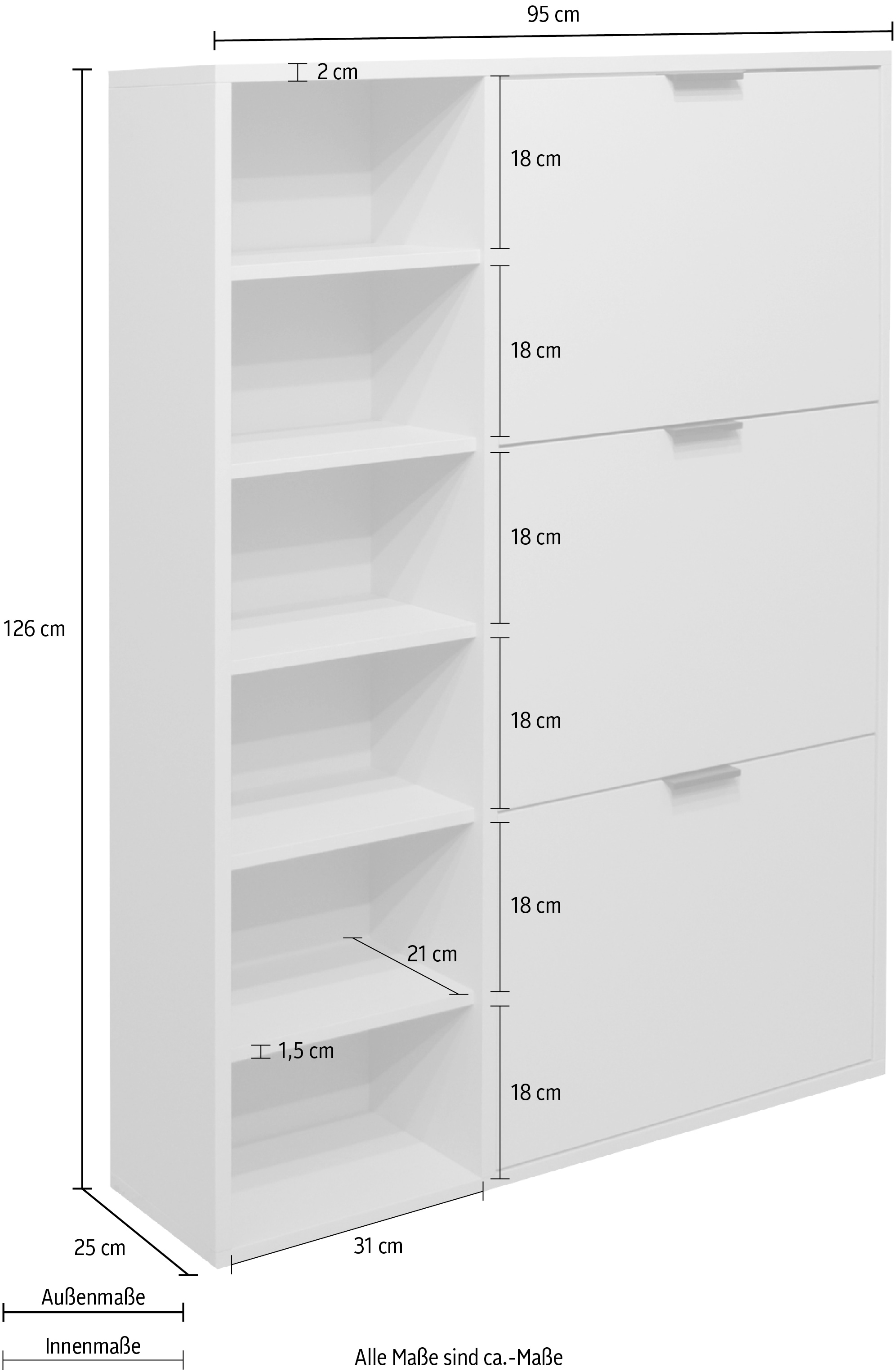 Mäusbacher Schuhschrank »Bonnie TOPSELLER!«, (OTTOs Choice), Schuhschrank mit 3 Klappen und Regal