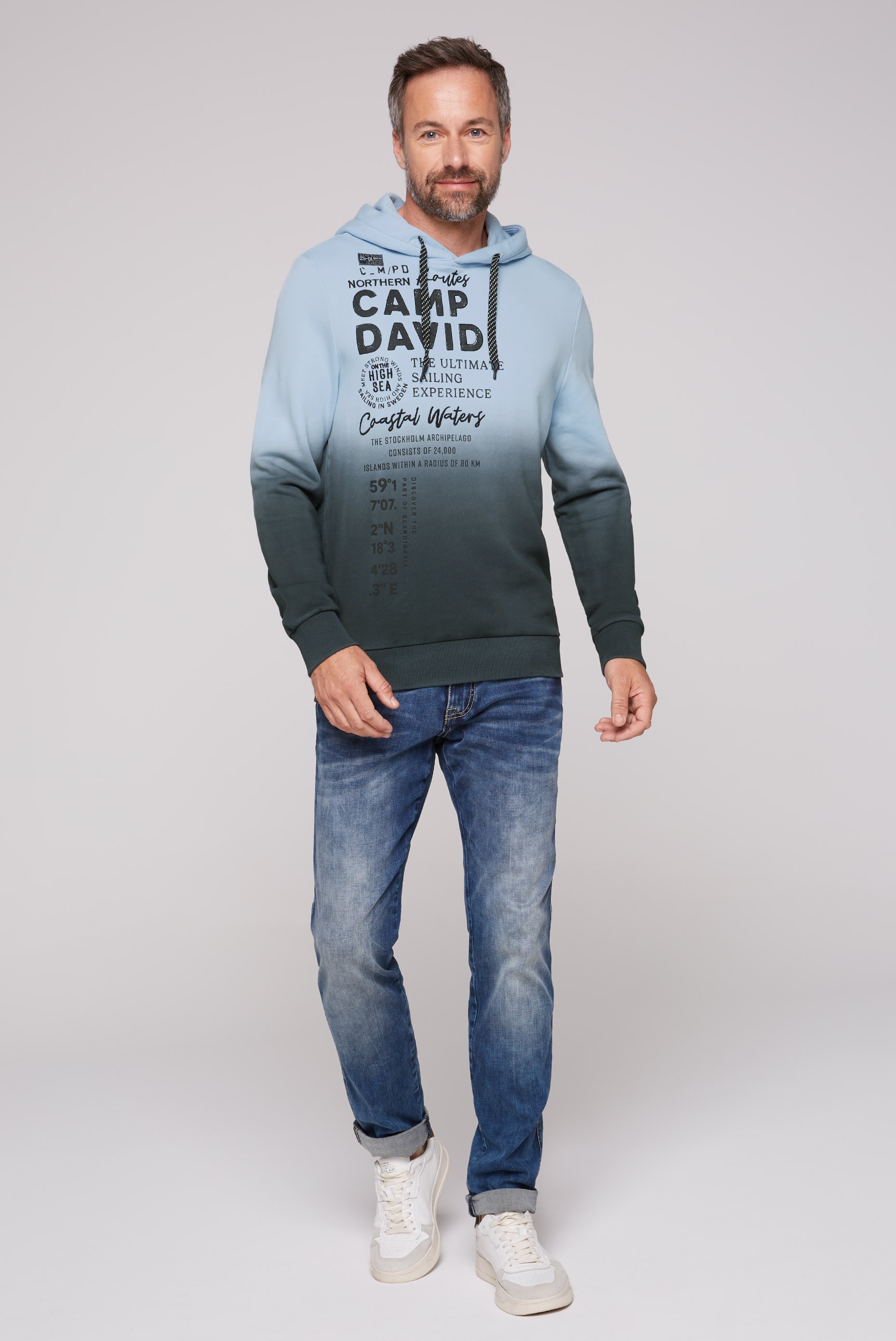 CAMP DAVID Kapuzensweatshirt, mit Logo-Prints und Farbverlauf