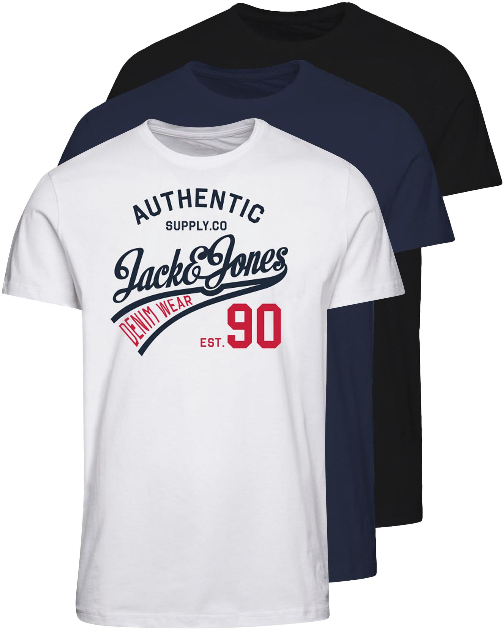 Jack & Jones Rundhalsshirt »JJETHAN TEE SS CREW NECK 3PK MP NOOS«, (Packung, 3 tlg., 3er-Pack)