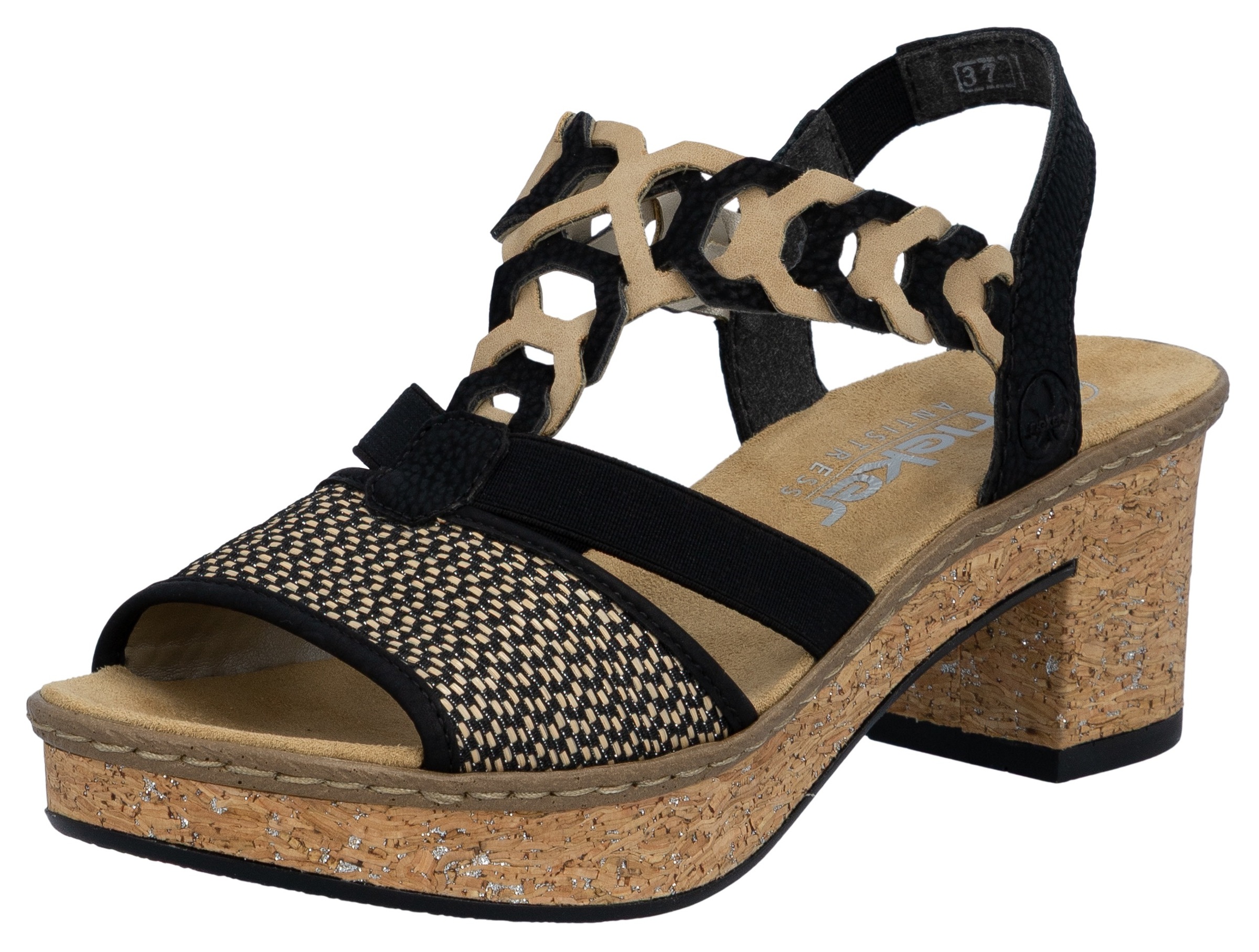 Rieker Damen Sandalette in schwarz, Größe 39