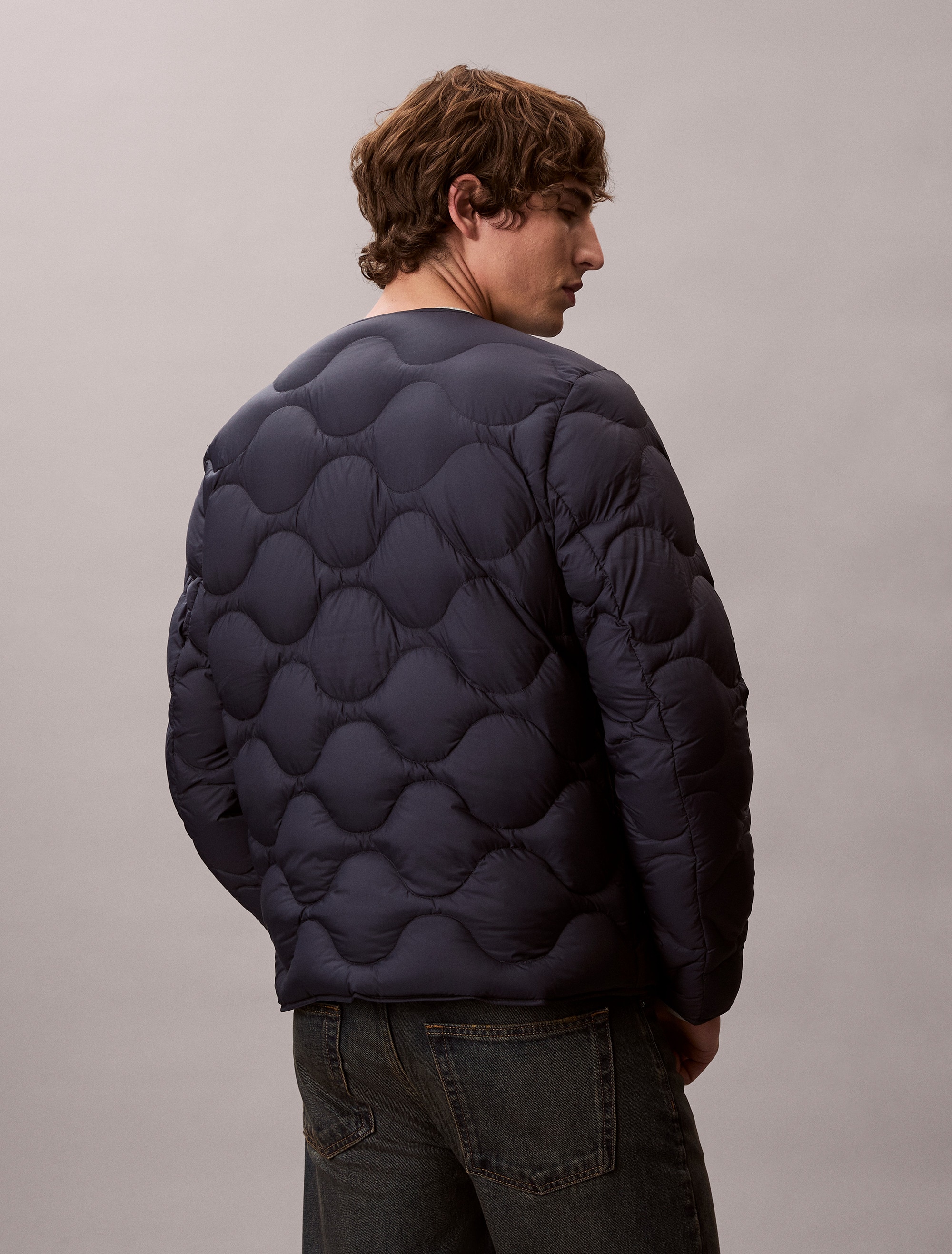 Calvin Klein Jeans Daunenjacke ohne Kapuze Strickkragen, Regular Fit, warm wattiert