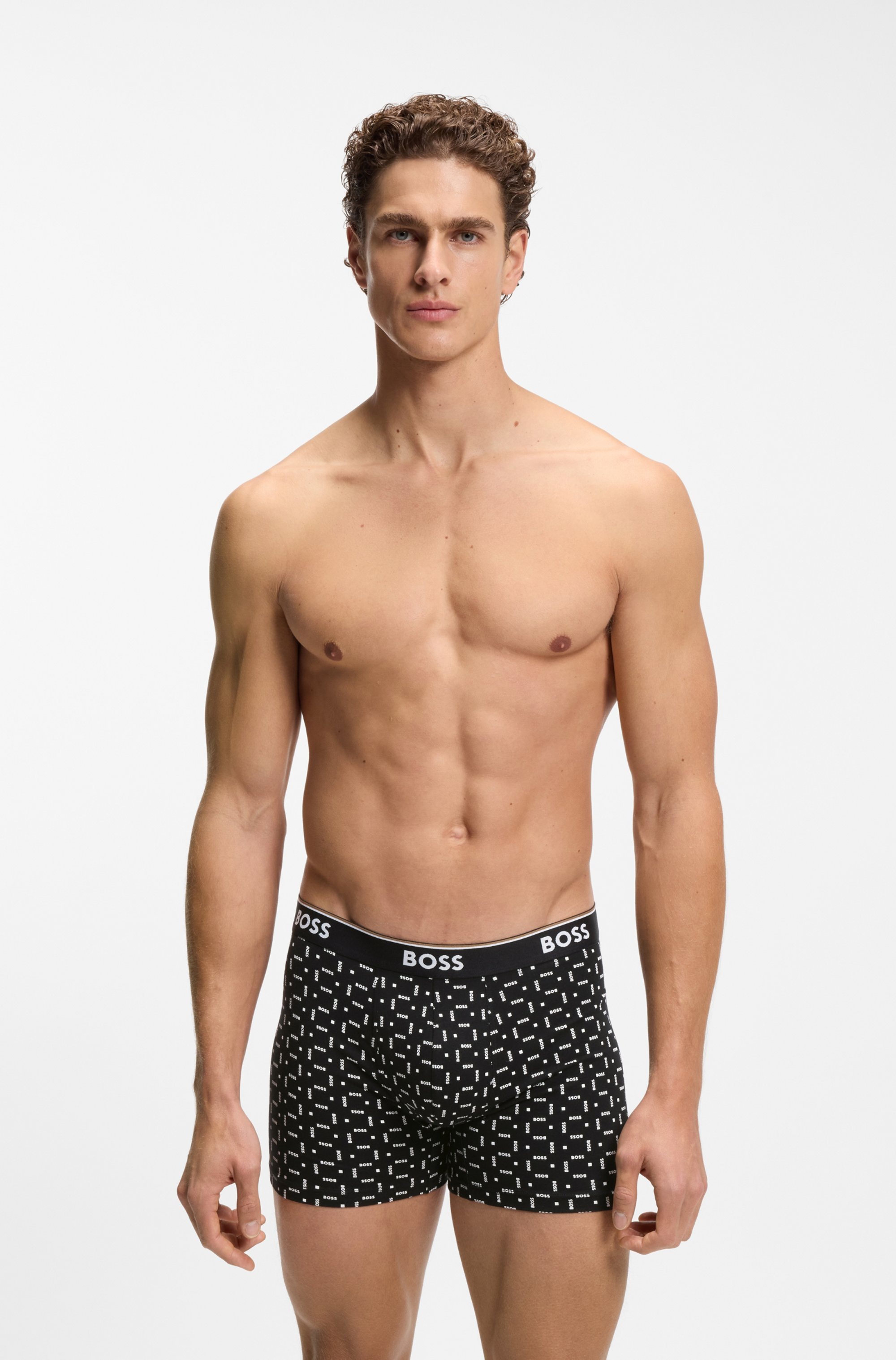 BOSS Boxershorts Packung, 3 Stk. längeres Bein, anliegend, aus Stretch-Baumwolle