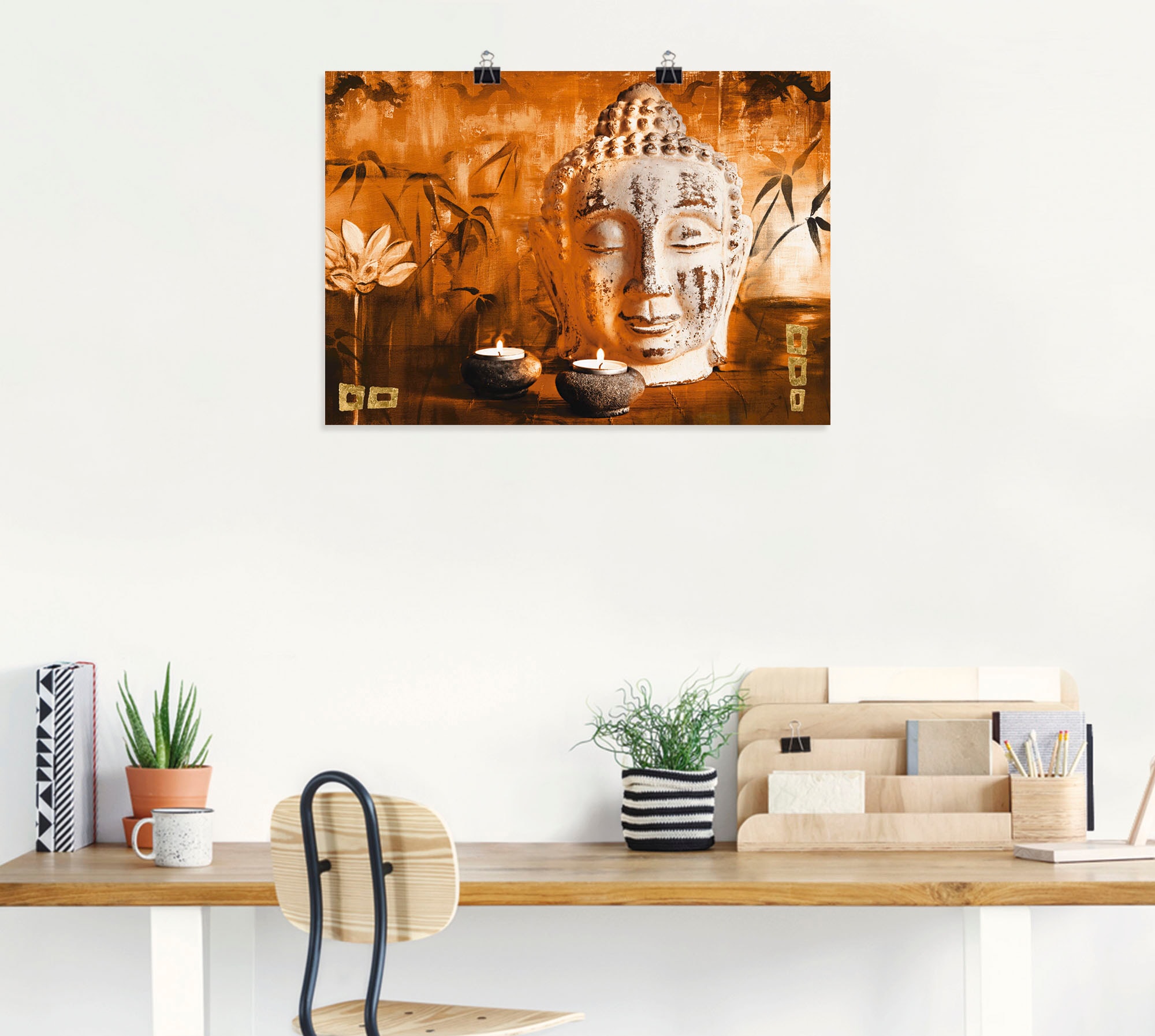 Artland Wandbild »Buddha mit Kerzen«, Religion, (1 St.), als Leinwandbild, Poster in verschied. Größen