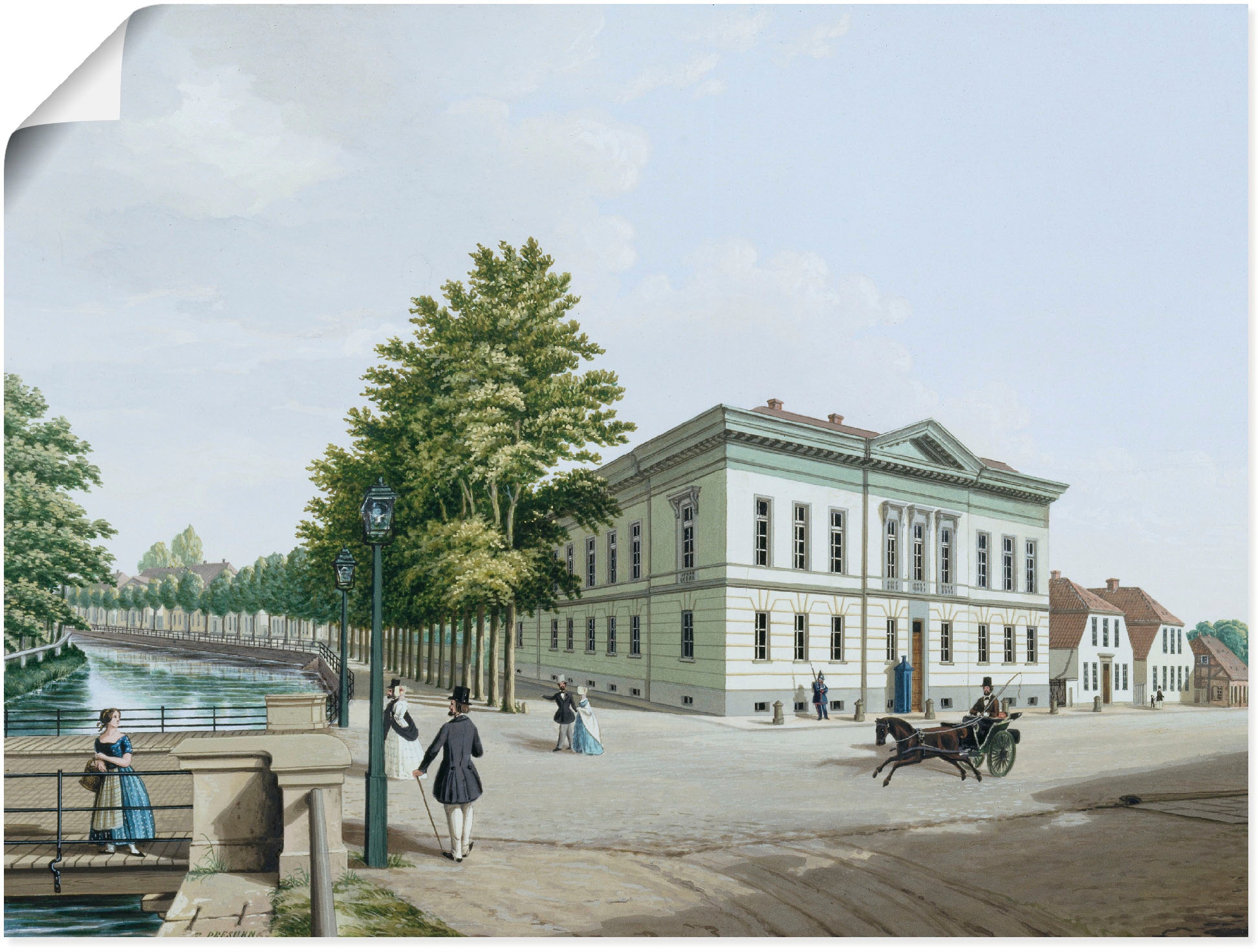 Artland Wandbild »Das Prinzenpalais in Oldenburg. Um 1848«, Gebäude, (1 St.), in vielen Größen & Produktarten -Leinwandbild, Poster, Wandaufkleber / Wandtattoo auch für Badezimmer geeignet