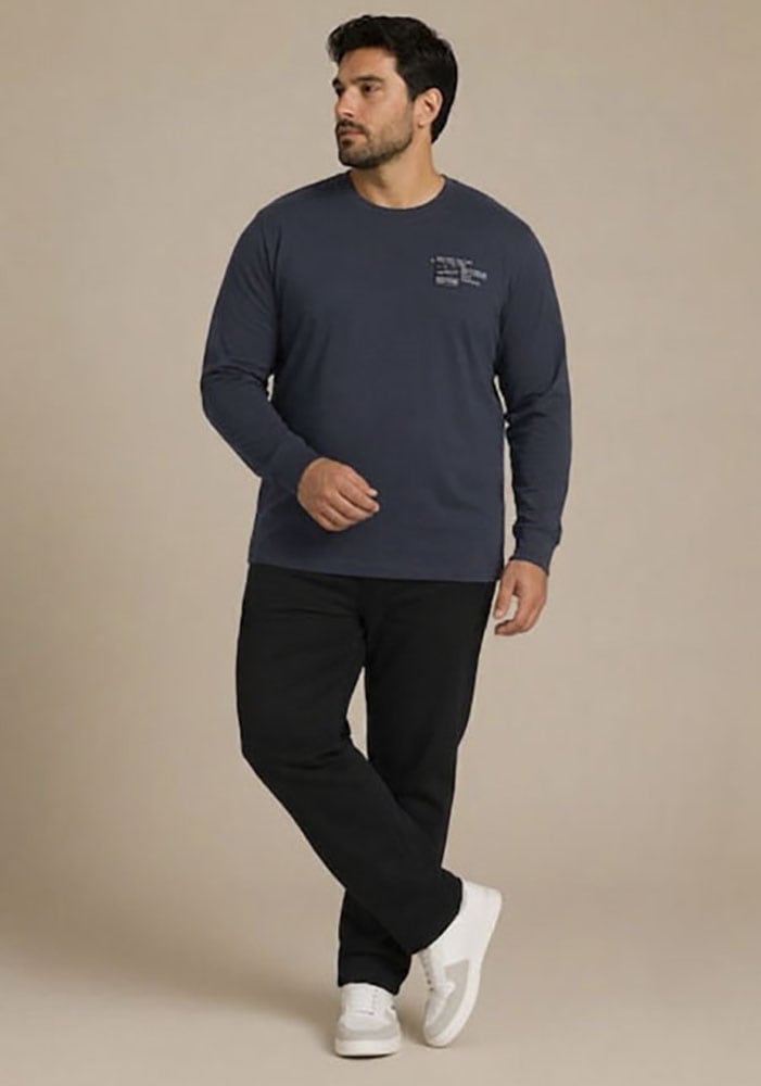 Man's World Plus Rundhalsshirt »auch in Grosse Größen bis Gr. 7XL« Regular Fit, mit langem Arm, bedruckt, für Casualmode