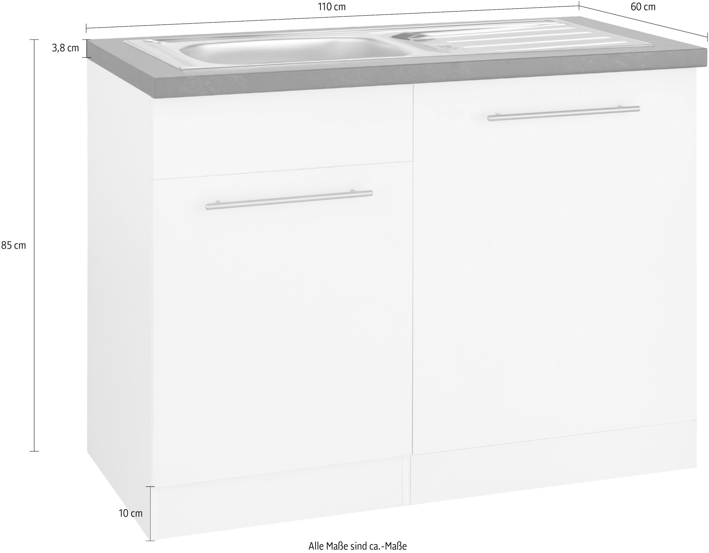wiho Küchen Spülenschrank »Unna«, 110 cm breit, inkl. Tür/Sockel/Griff für  Geschirrspüler OTTO Online Shop