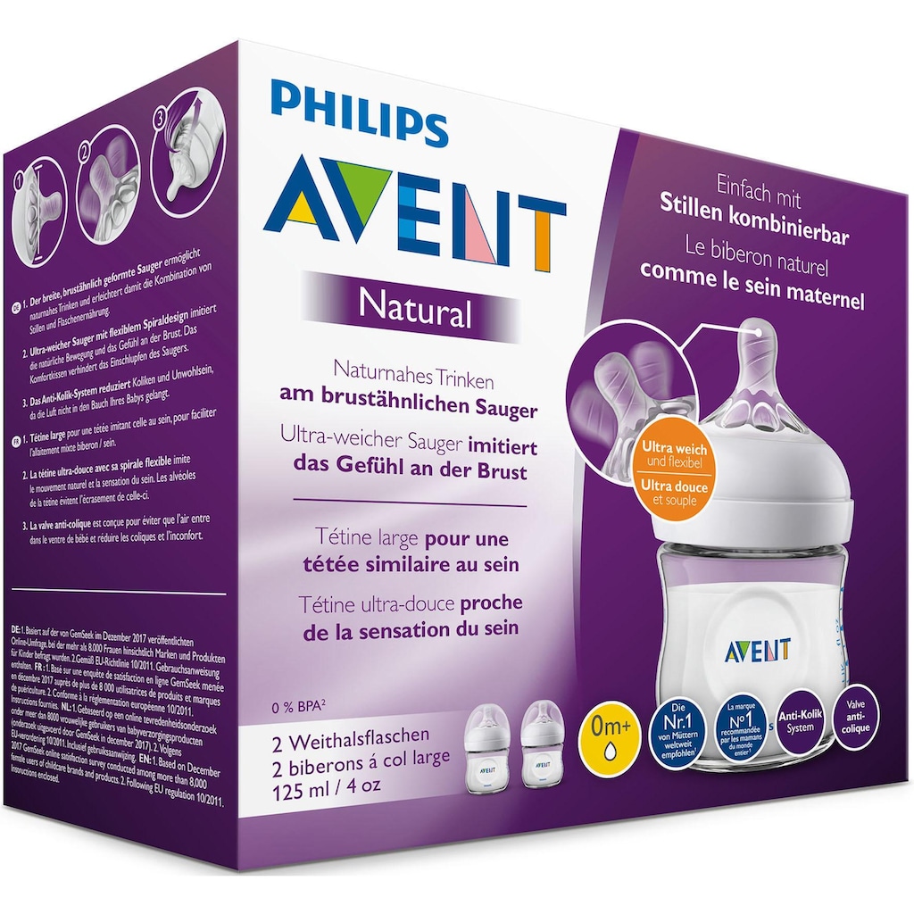 Philips AVENT Babyflasche »Natural Flasche SCF030/27«, (5 tlg., 2er-Pack)