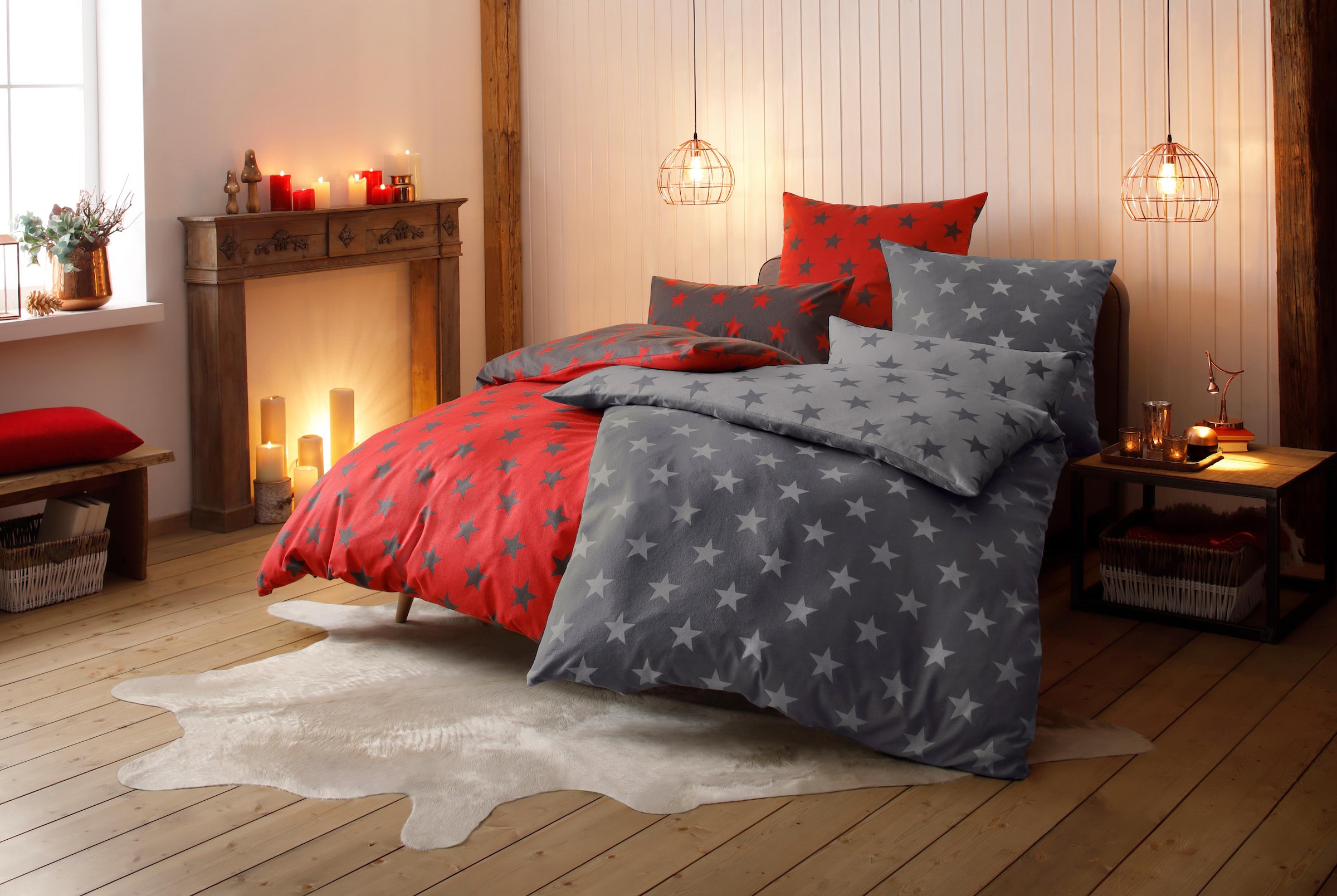 Wendebettwäsche »Stella mit Stern Motiv, Bettwäsche-Set PolyCotton und Biber (Flannell...