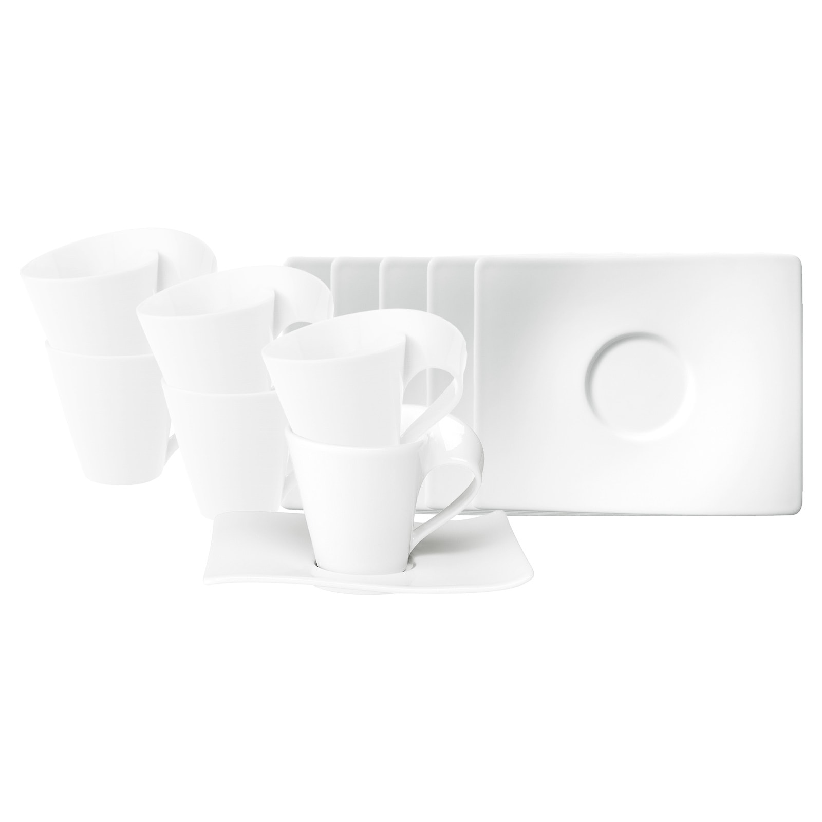 Villeroy & Boch Tasse »Kaffeetassen mit Untertassen NewWave 200 ml 6er Set weiß« Spülmaschinengeeignet, Mikrowellengeeignet