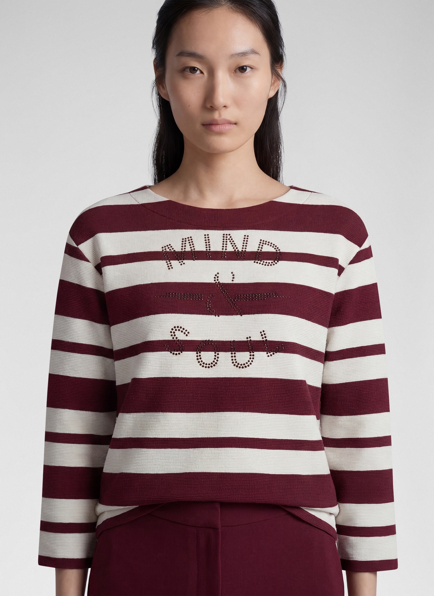 Rabe 3/4-Arm-Shirt im Streifen-Design und mit Glitzersteinen
