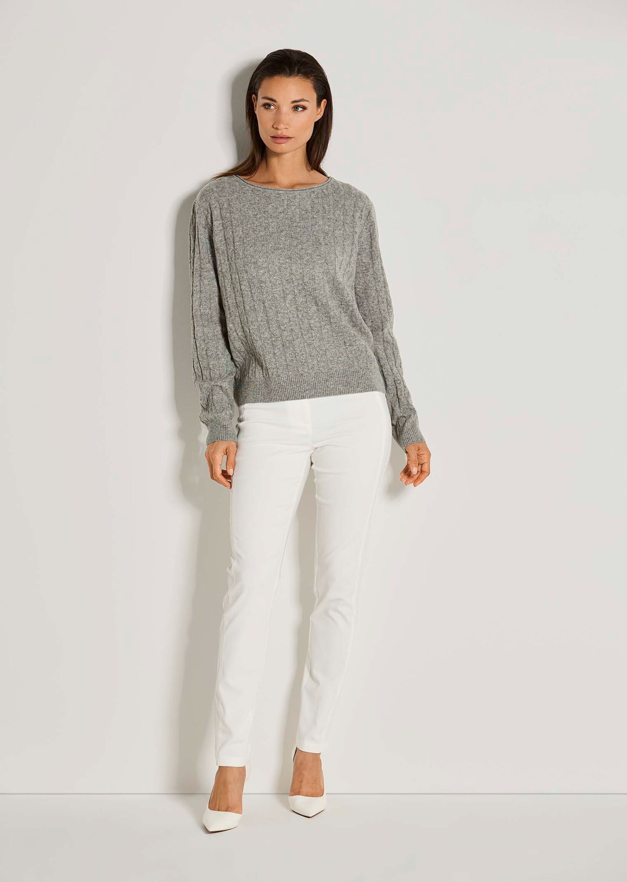MADELEINE Longpullover »Strickpullover Eleganter Wollpullover mit Zopfmuster« Allover-Zopfmuster