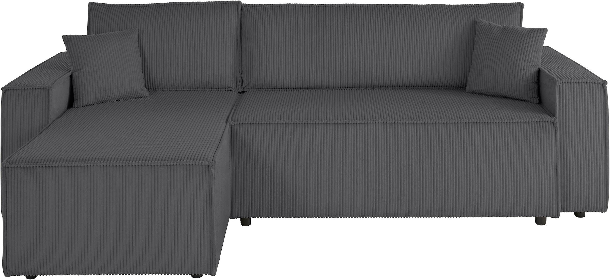 OTTO home Ecksofa »CASSI, 241cm, L-Form, Schlafsofa, Dauerschläfer, Boxspringfederung«, Schlaffunktion (133/200),Bettkasten, Recamiere links/rechts, Cord